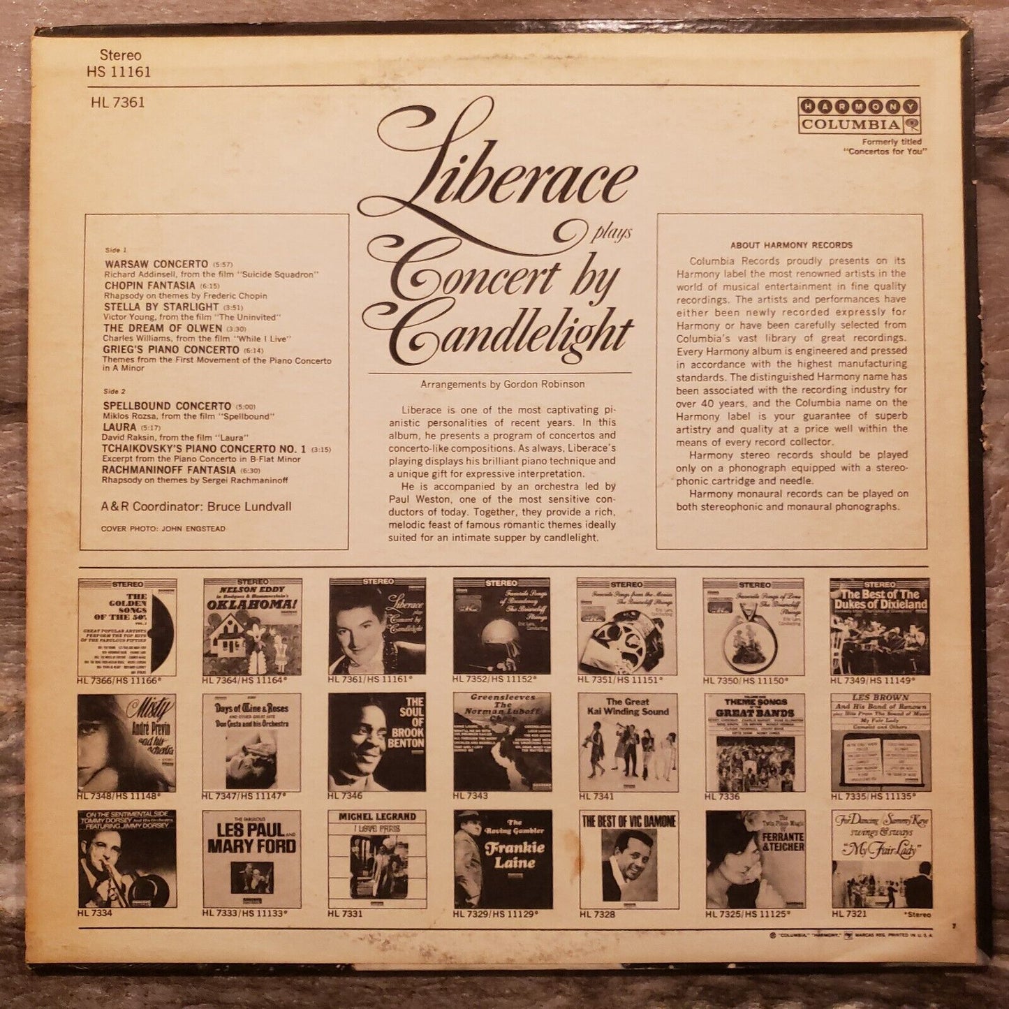 Liberace - Concert By Candlelight - HS 11161 Vinyl Record LP