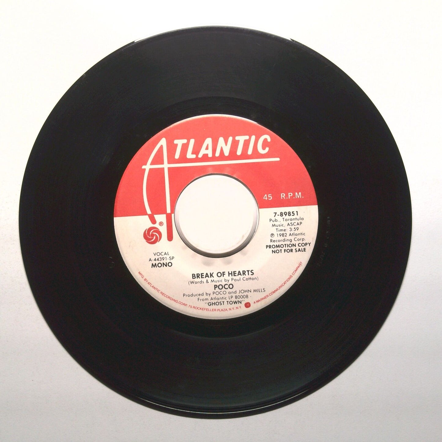 Poco - Break Of Hearts - Promo - Vinyl Record 45 RPM 7"