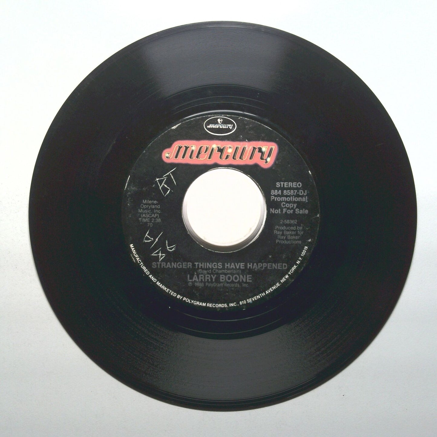 Larry Boone - Stranger Things Have Happened - Promo 45 RPM 7"