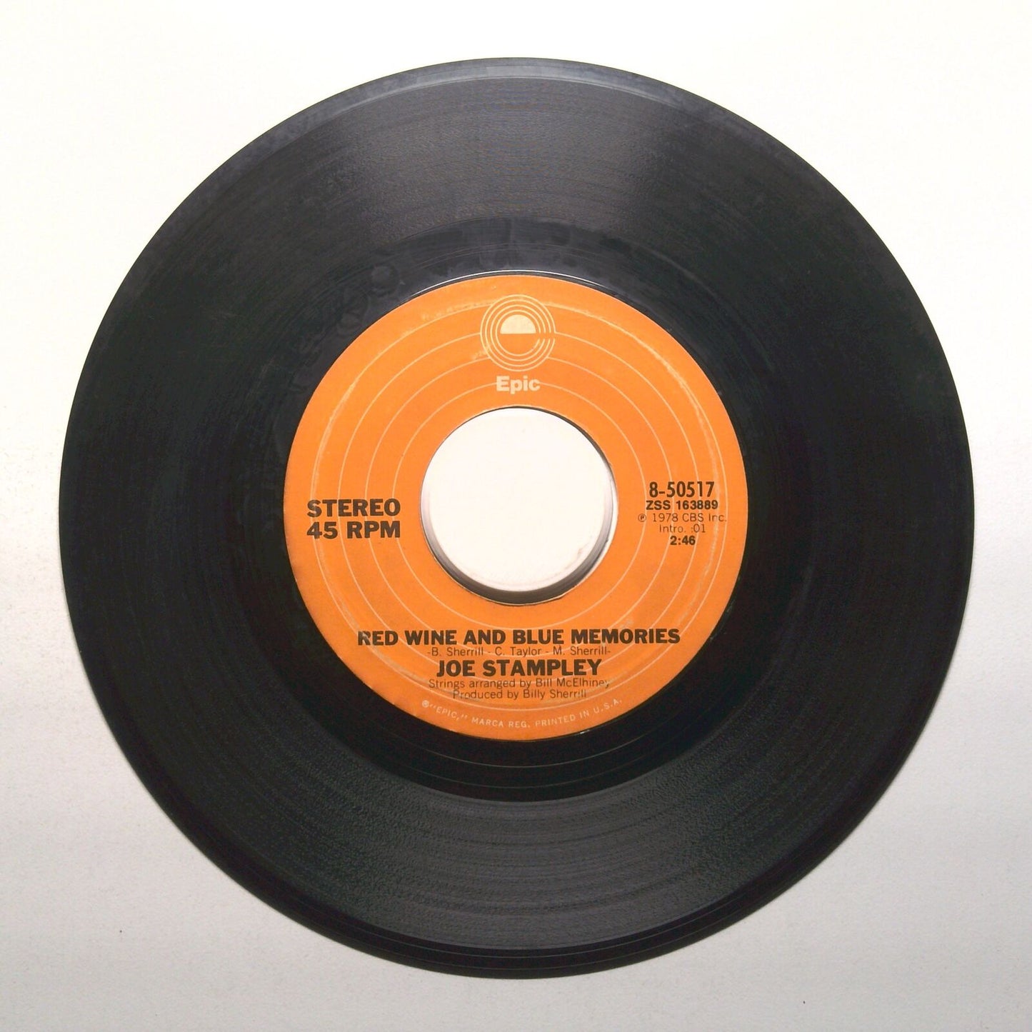 Joe Stampley - Houston, Treat My Lady Good; Red Wine And Blue Memories - 45 RPM
