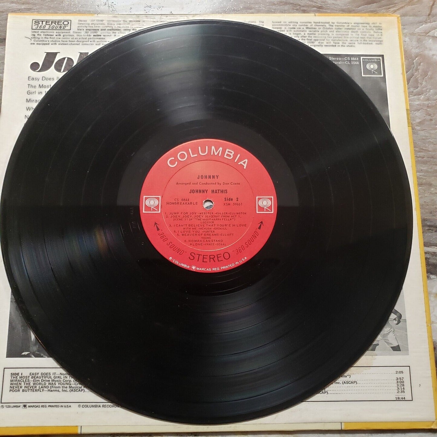 Johnny - Johnny Mathis - CS 8844 Vinyl Record LP (Poor)