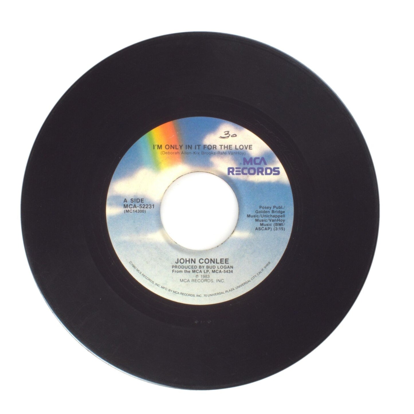 John Conlee - I'm Only In It for the Love; Lay Down Sally - Vinyl 45 RPM 7"
