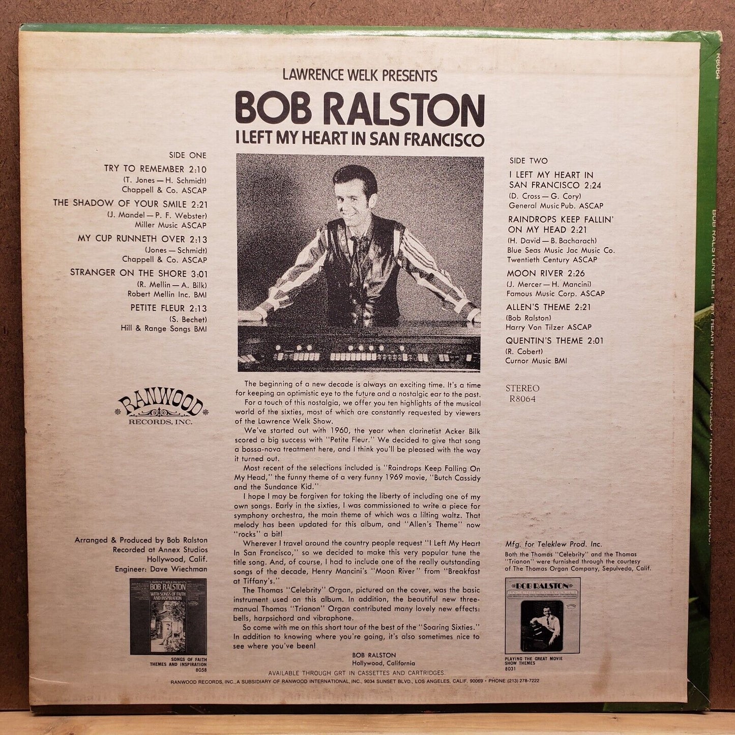 Bob Ralston - I Left My Heart In San Fransisco - RLP 8064 - Vinyl Record LP