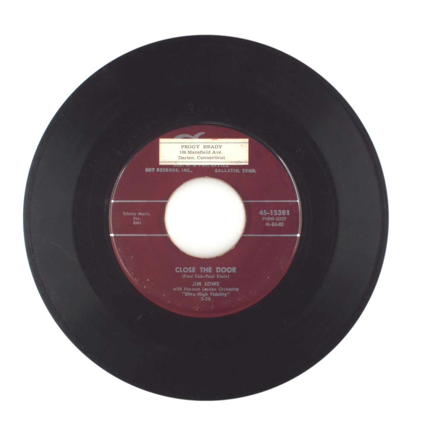Jim Lowe - Close the Door; Nuevo Laredo - Vinyl Record 45 RPM 7"