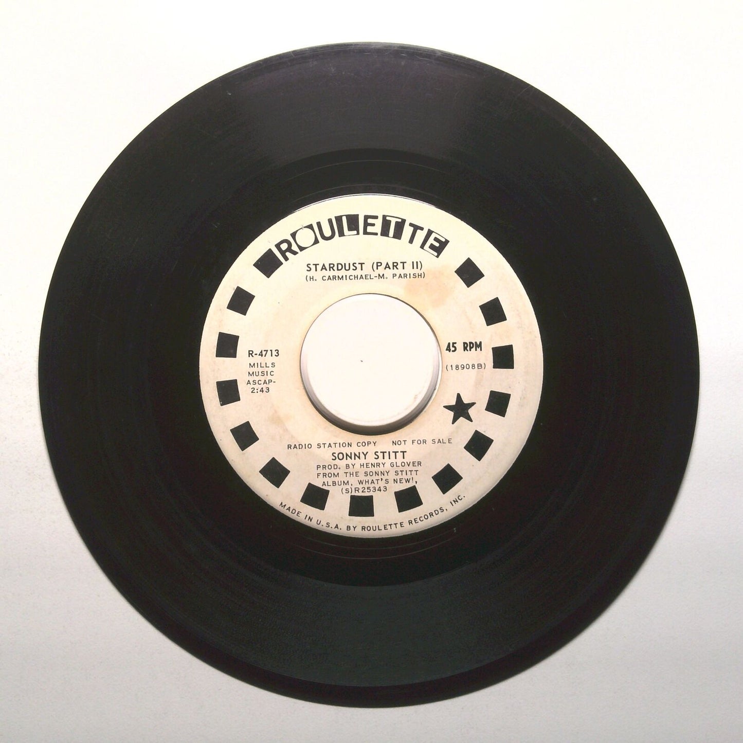 Sonny Stitt - Stardust - Radio Station Copy - Vinyl Record 45 RPM 7"