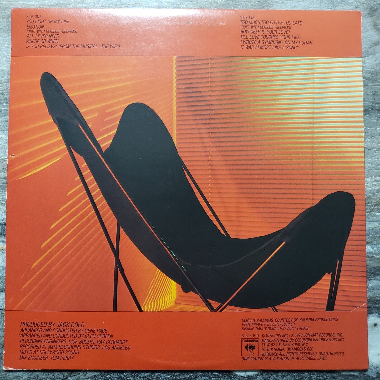 Johnny Mathis - You Light Up My Life - 1978 JC 35259 Vinyl Record LP