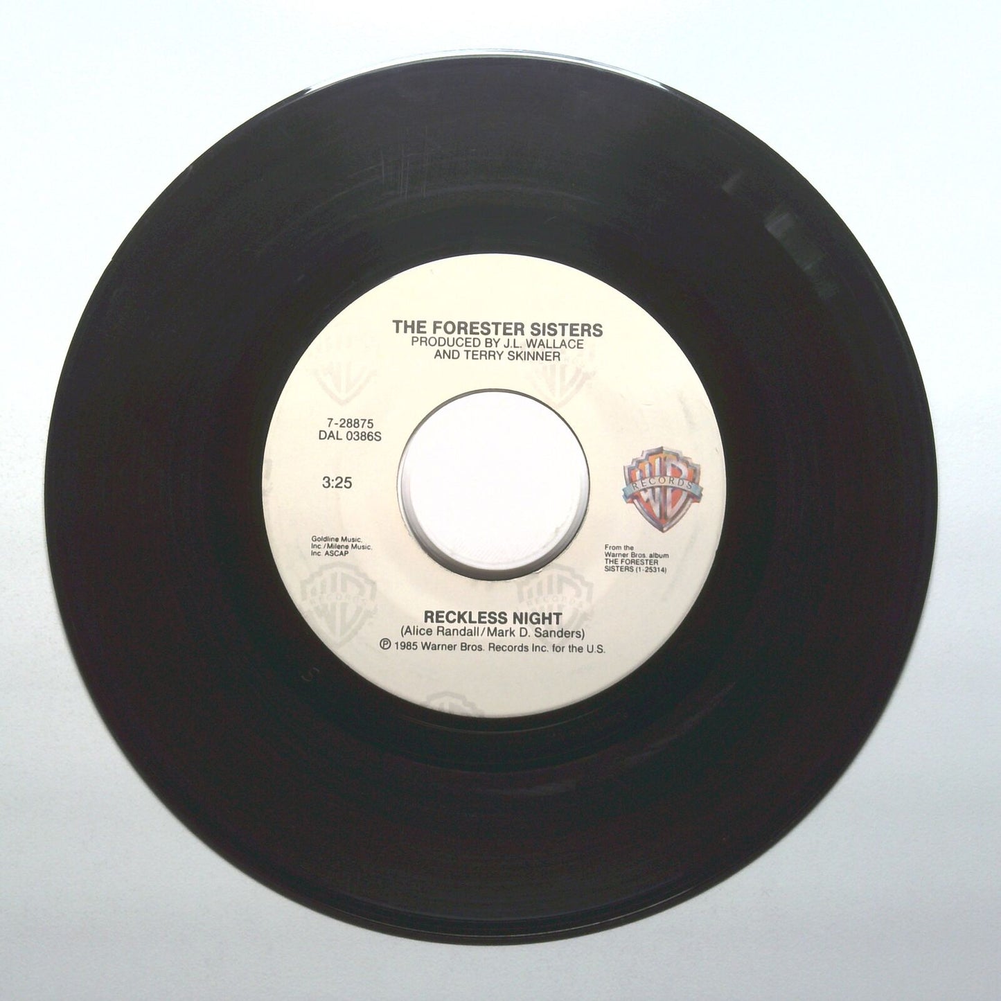 The Forester Sisters - Just In Case; Reckless Night - Vinyl 45 RPM 7"