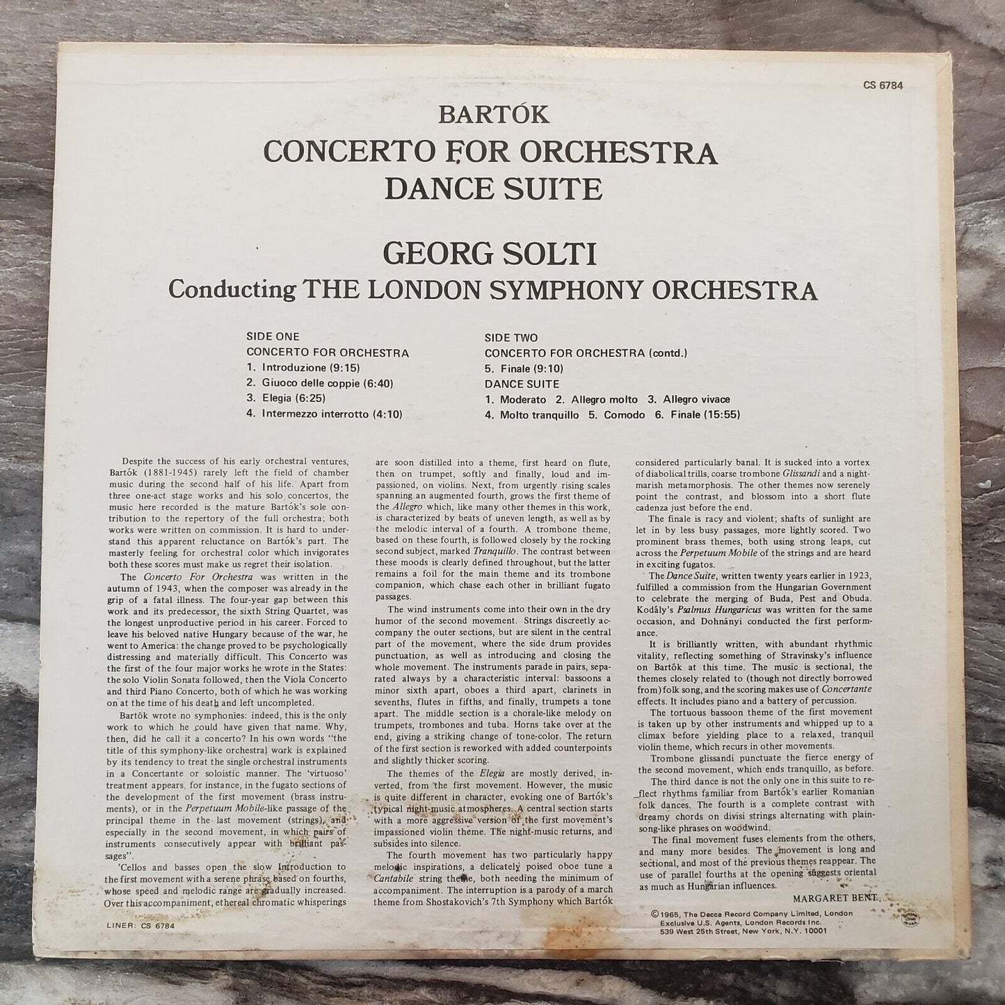 Georg Solti - Bartok Concerto For Orchestra - 1965 CS 6784 Vinyl Record LP