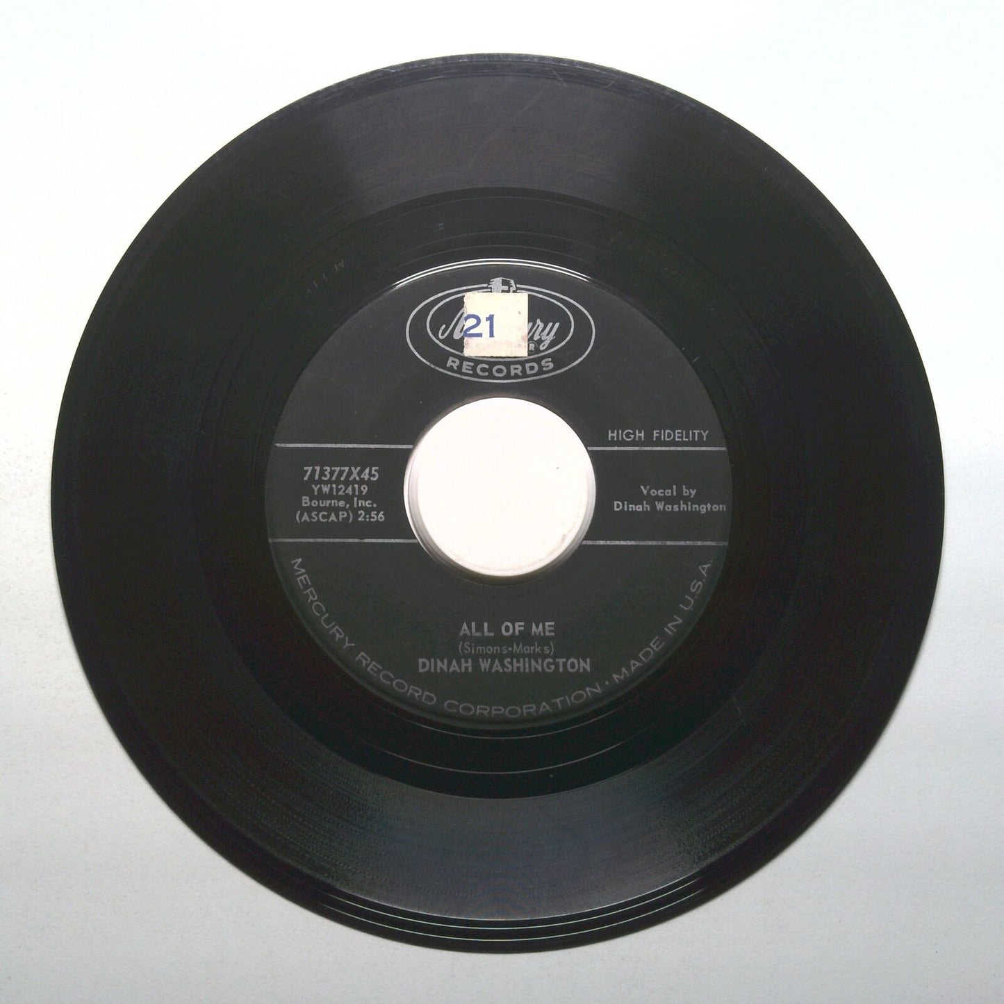 Dinah Washington - Make Me A Present Of You; All Of Me - Vinyl 45 RPM 7"