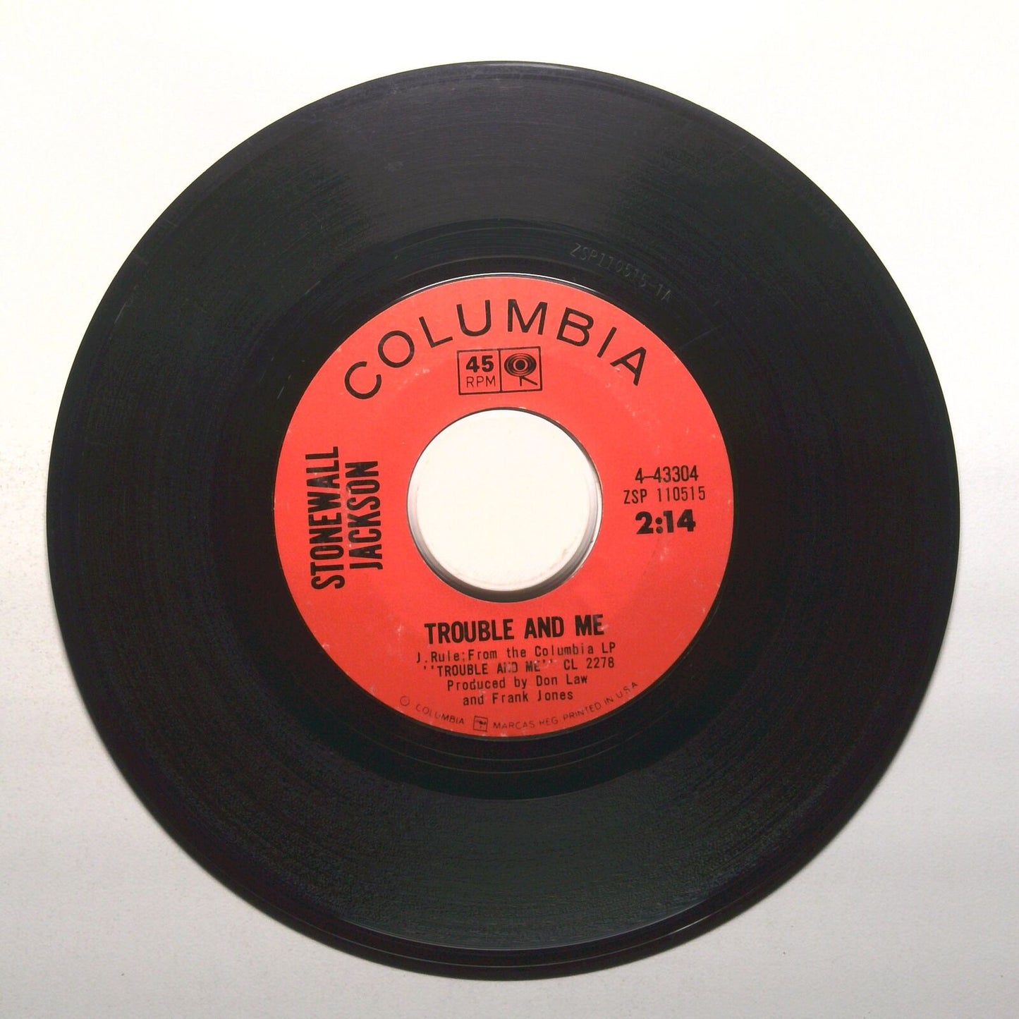 Stonewall Jackson - Lost in the Shuffle; Trouble and Me - Vinyl Record 45 RPM 7"