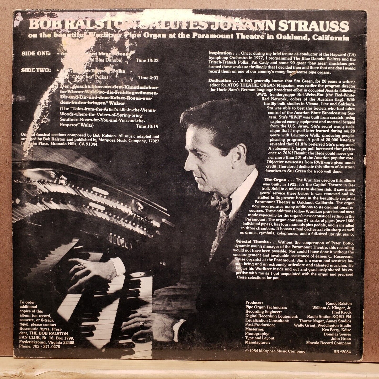Bob Ralston Salutes Johann Strauss - 1984 - Vinyl Record LP