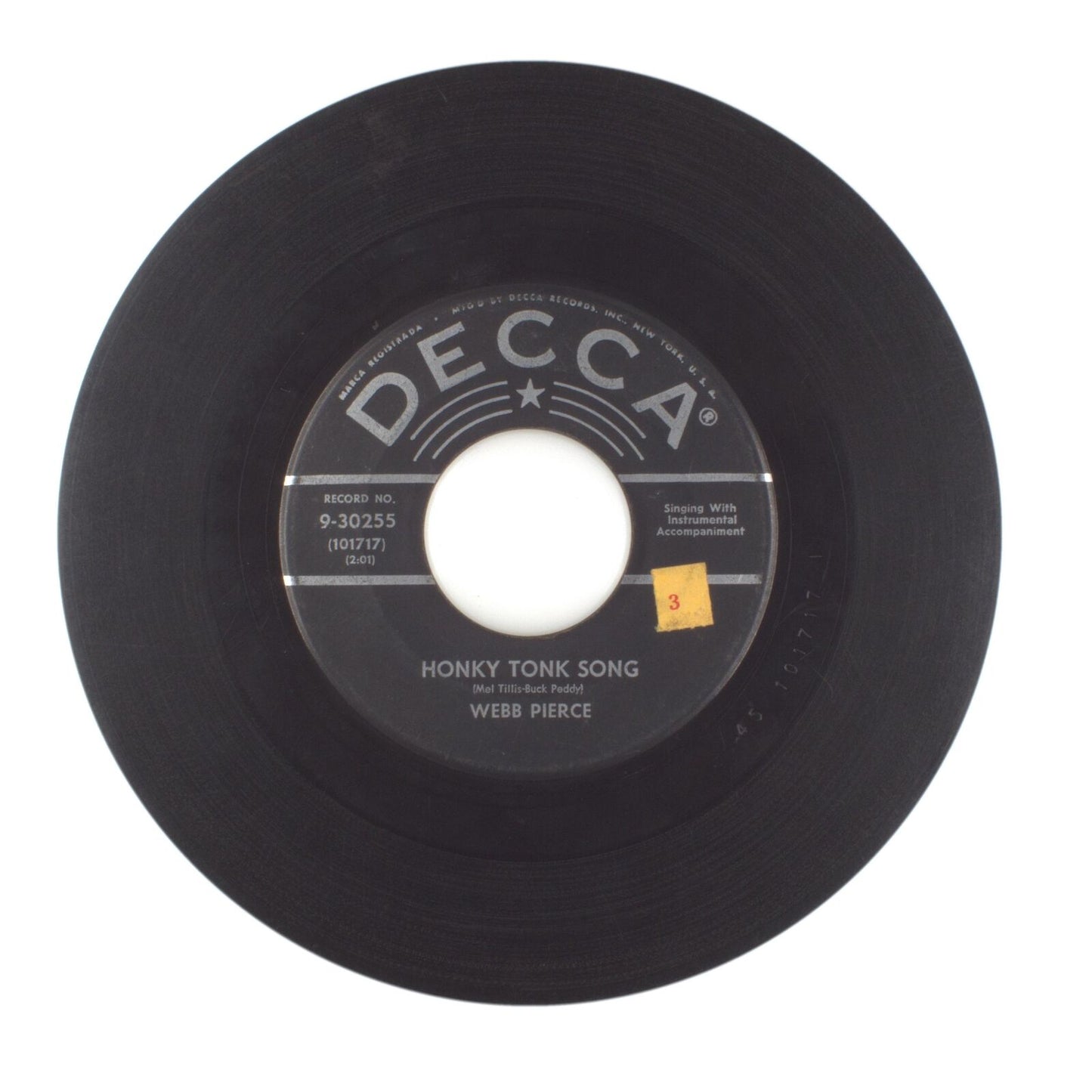 Webb Pierce - Someday; Honky Tonk Song - Vinyl Record 45 RPM 7"