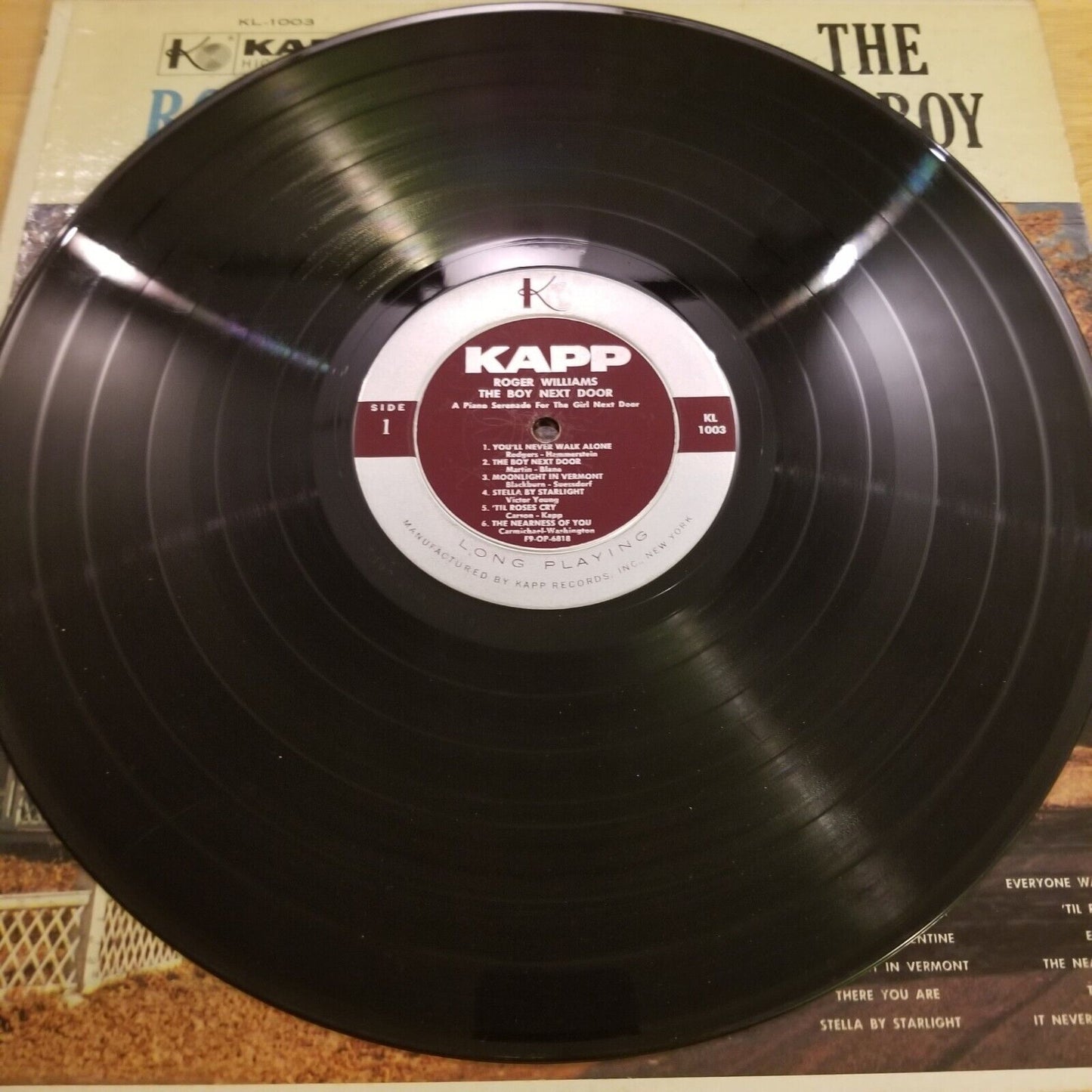Roger Williams - The Boy Next Door - KL-1003 Vinyl Record LP