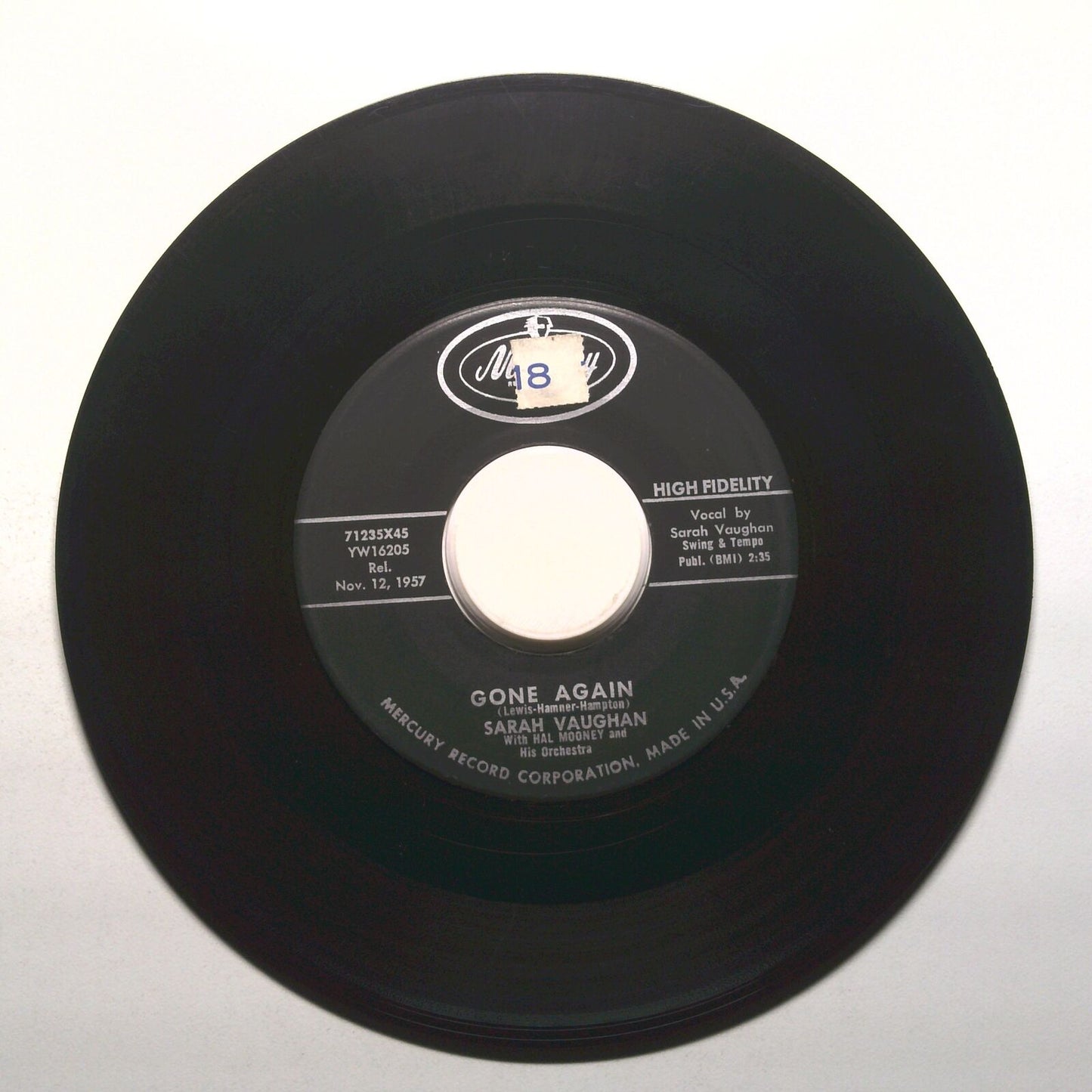 Sarah Vaughan - The Next Time Around; Gone Again - Vinyl Record 45 RPM 7"