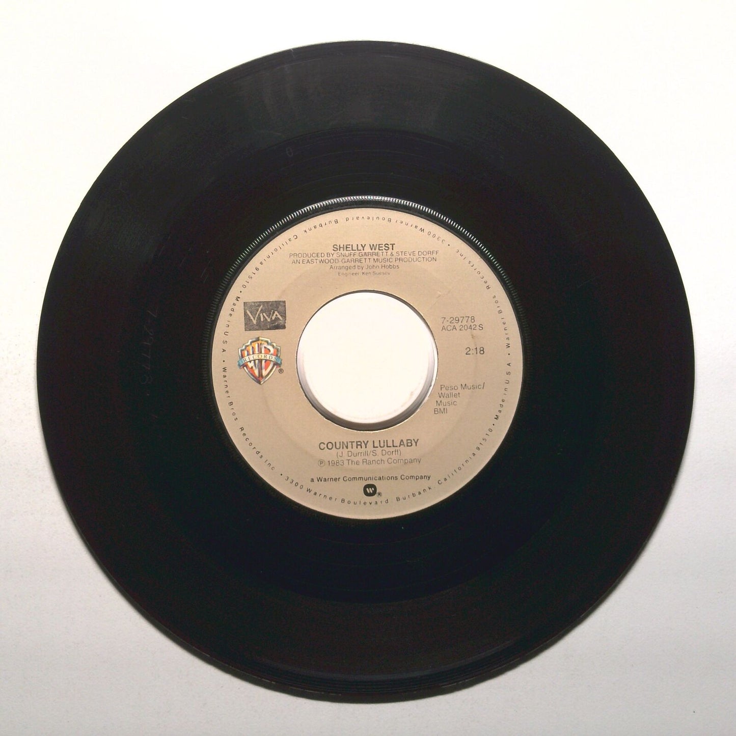 Shelly West - Country Lullaby; José Cuervo - Vinyl Record 45 RPM 7"