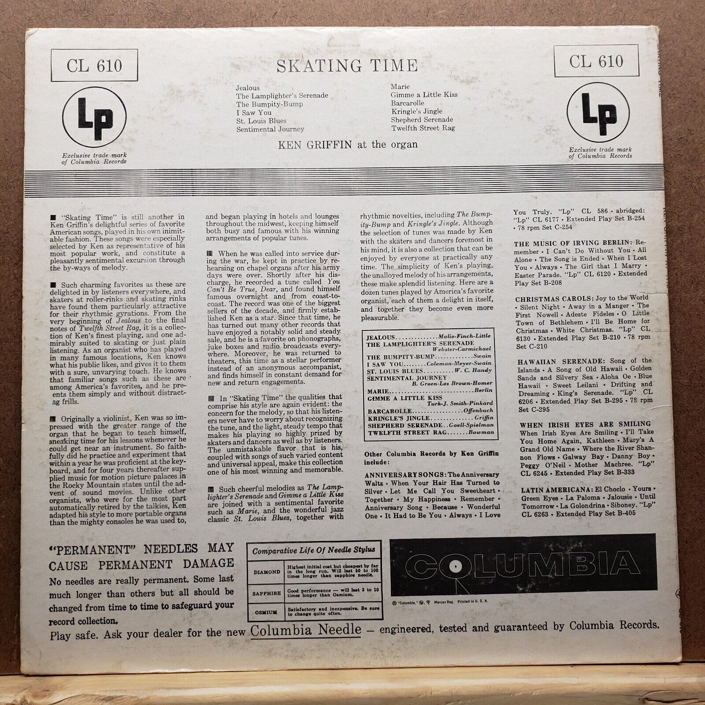 Ken Griffin - Skating Time - CL 610 - Vinyl Record LP