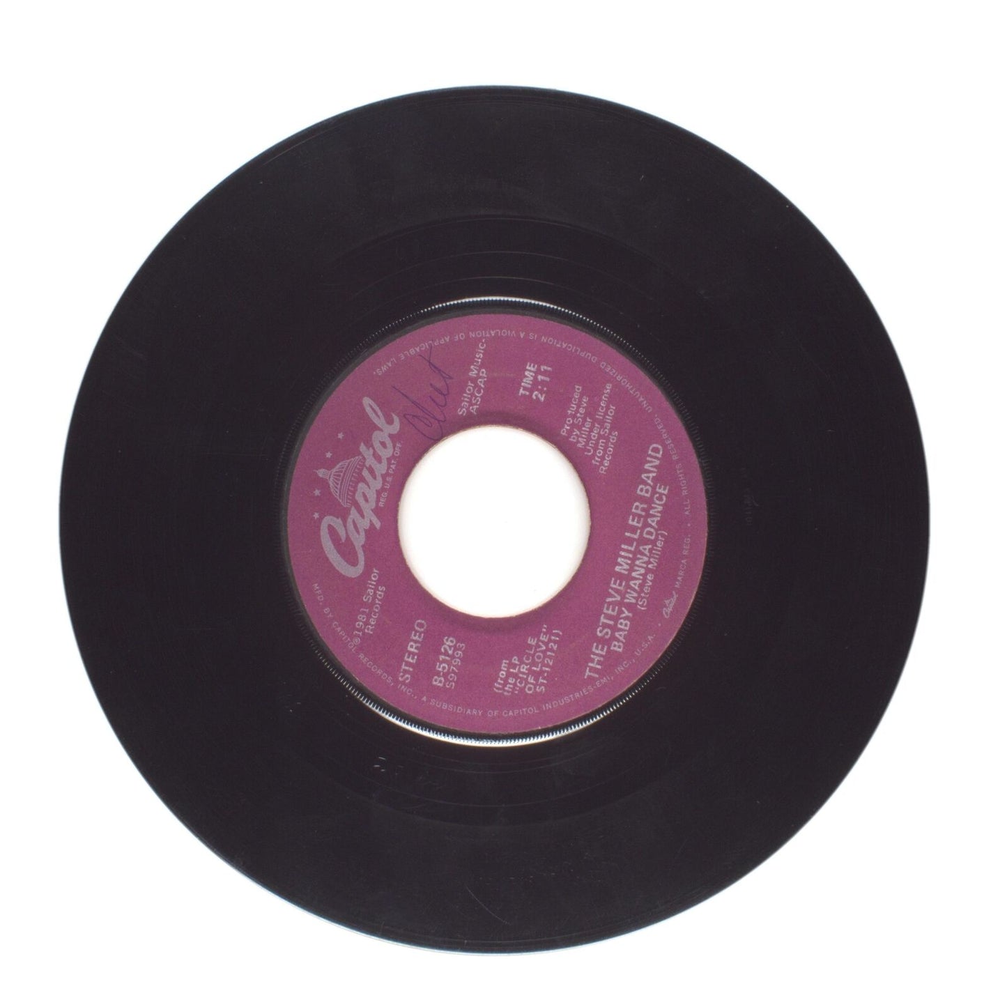 The Steve Miller Band - Baby Wanna Dance; Abracadabra - Vinyl Record 45 RPM 7"
