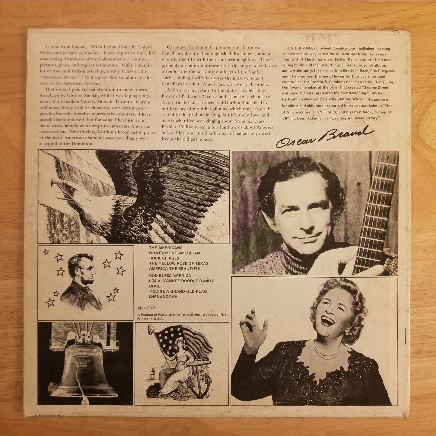 The Americans And Songs Of Our Country - SPC-3372 Vinyl Record LP