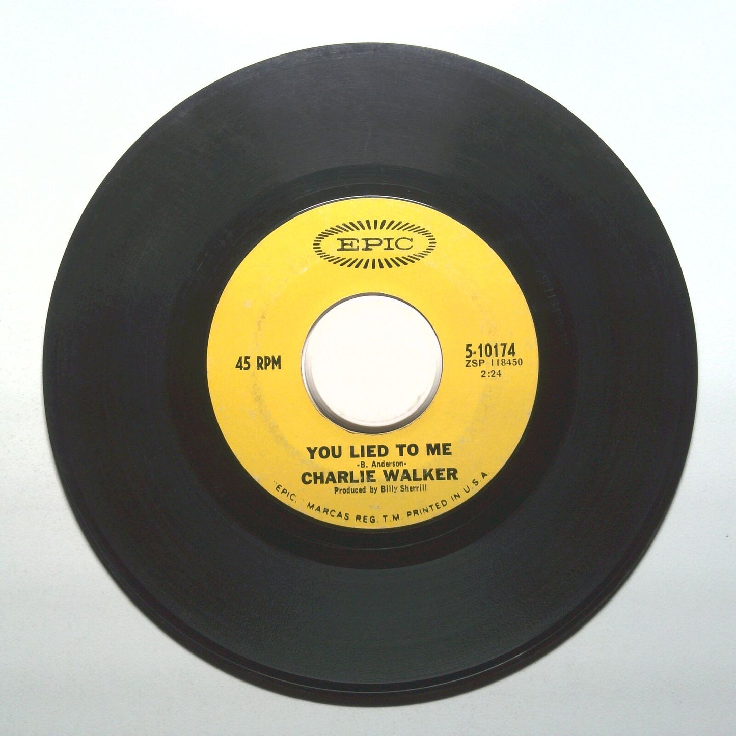 Charlie Walker - Don't Squeeze My Sharmon; You Lied To Me - Vinyl 45 RPM 7"