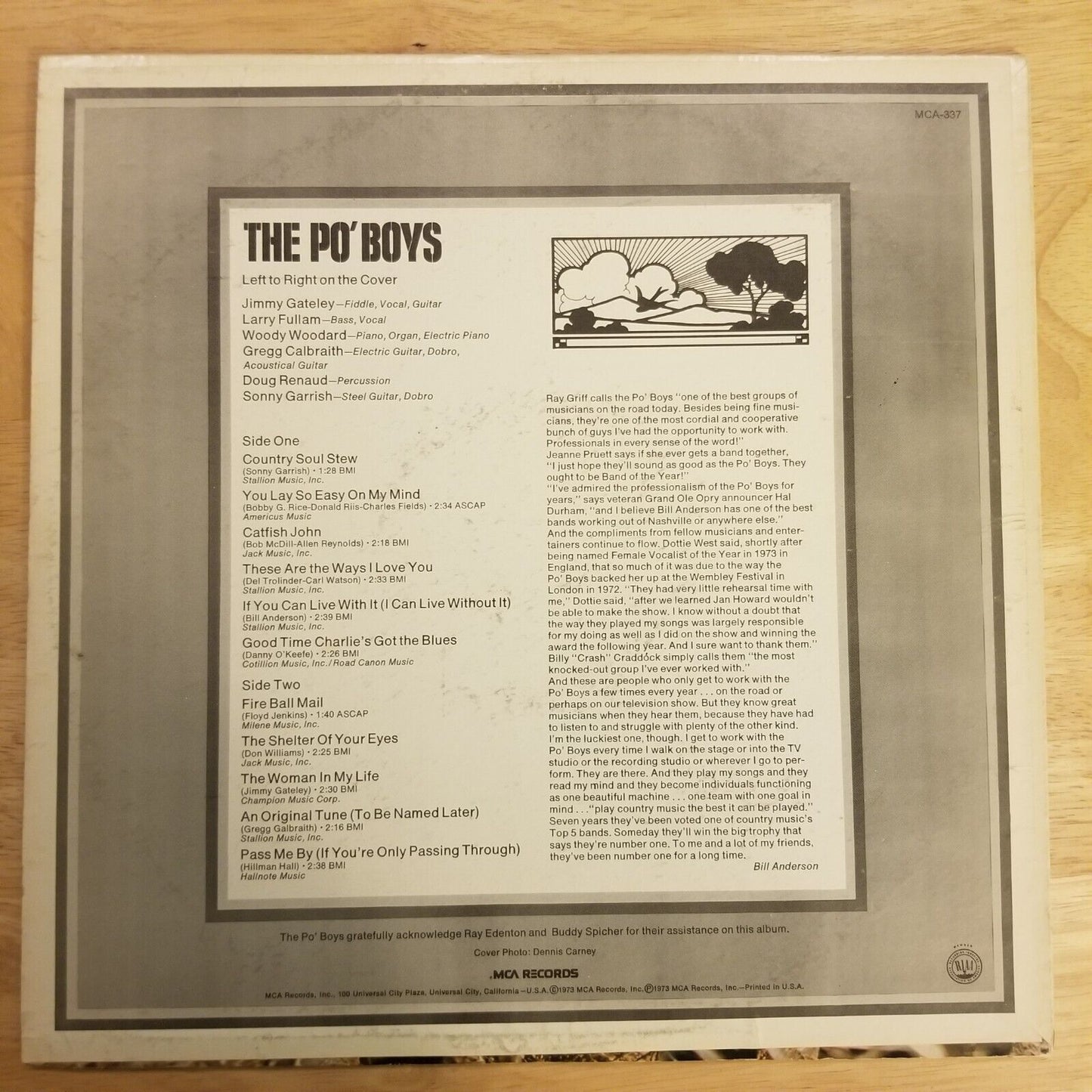 The Rich Sounds of Bill Anderson's Po' Boys - MCA-337 Vinyl Record LP