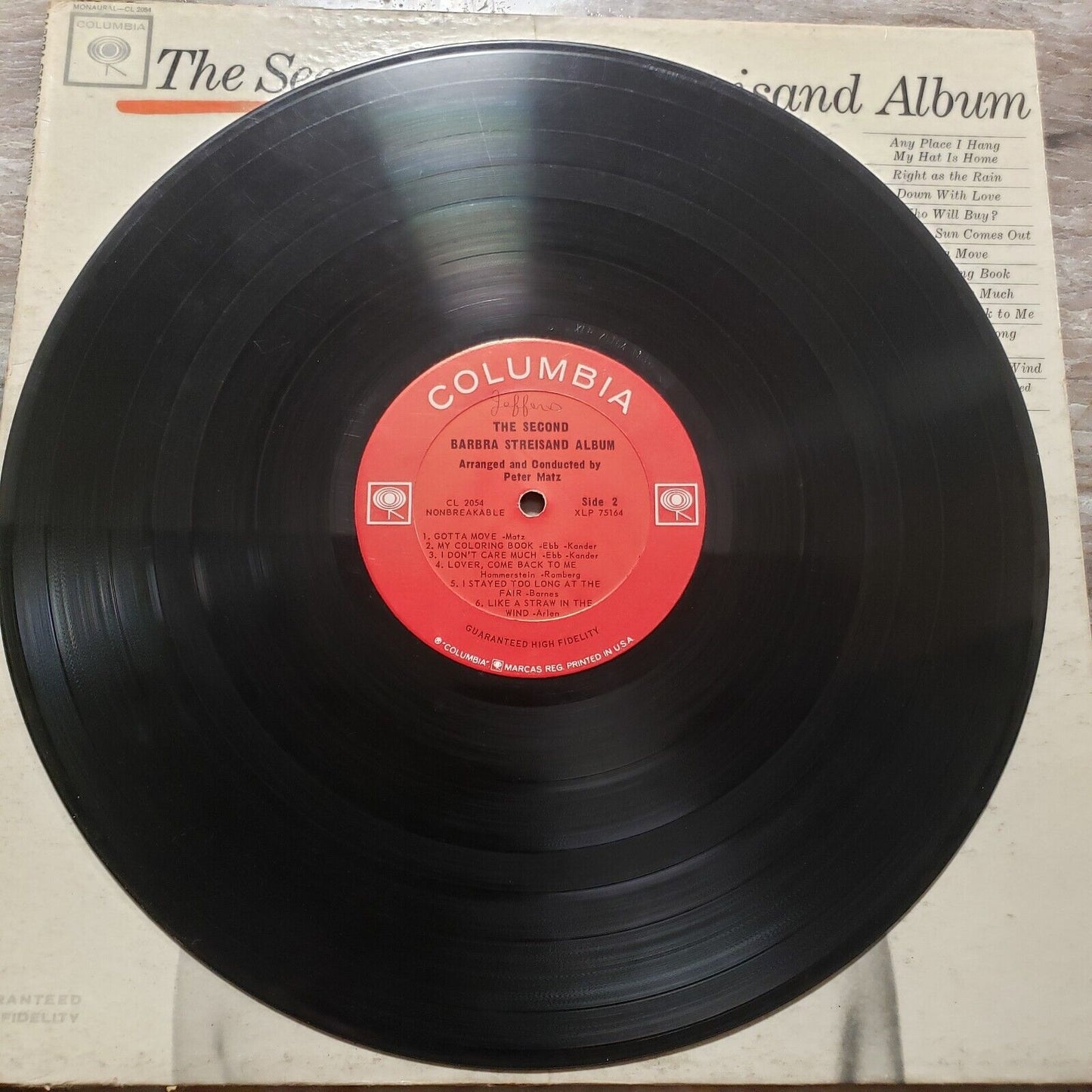 The Second Barbra Streisand Album - CL 2054 Vinyl Record LP