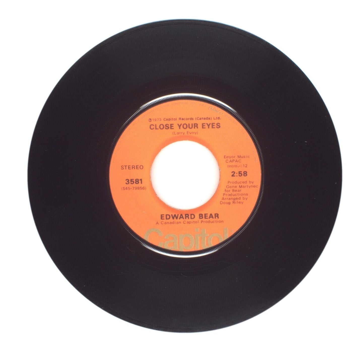 Edward Bear - Cachet County; Close Your Eyes - Vinyl Record 45 RPM 7"
