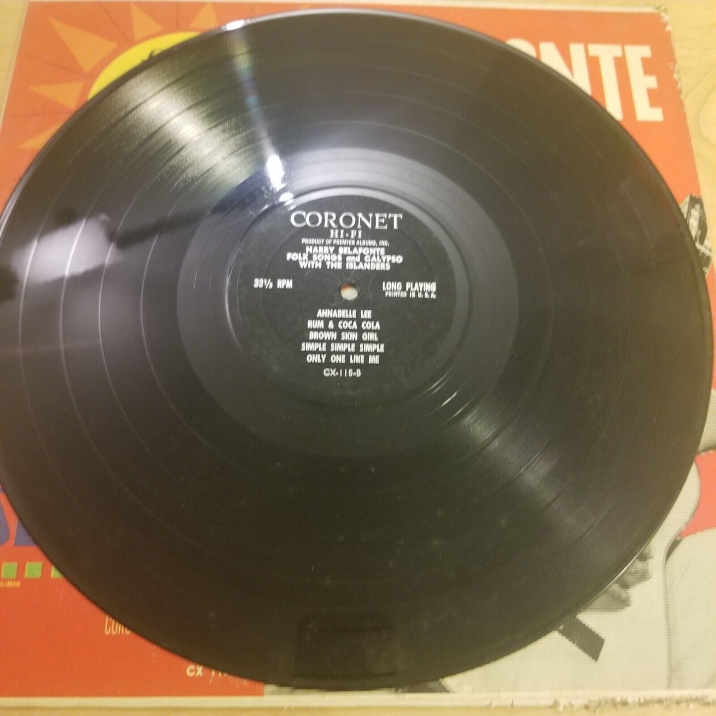 Harry Bafonte - Folk Songs and Calypso With The Islanders - CX-115 Vinyl Record