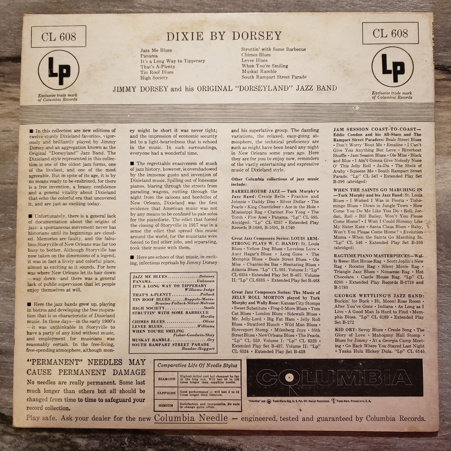 Jimmie Dorsey and his Orchestra - Dixie By Dorsey - CL 608 - Vinyl Record LP