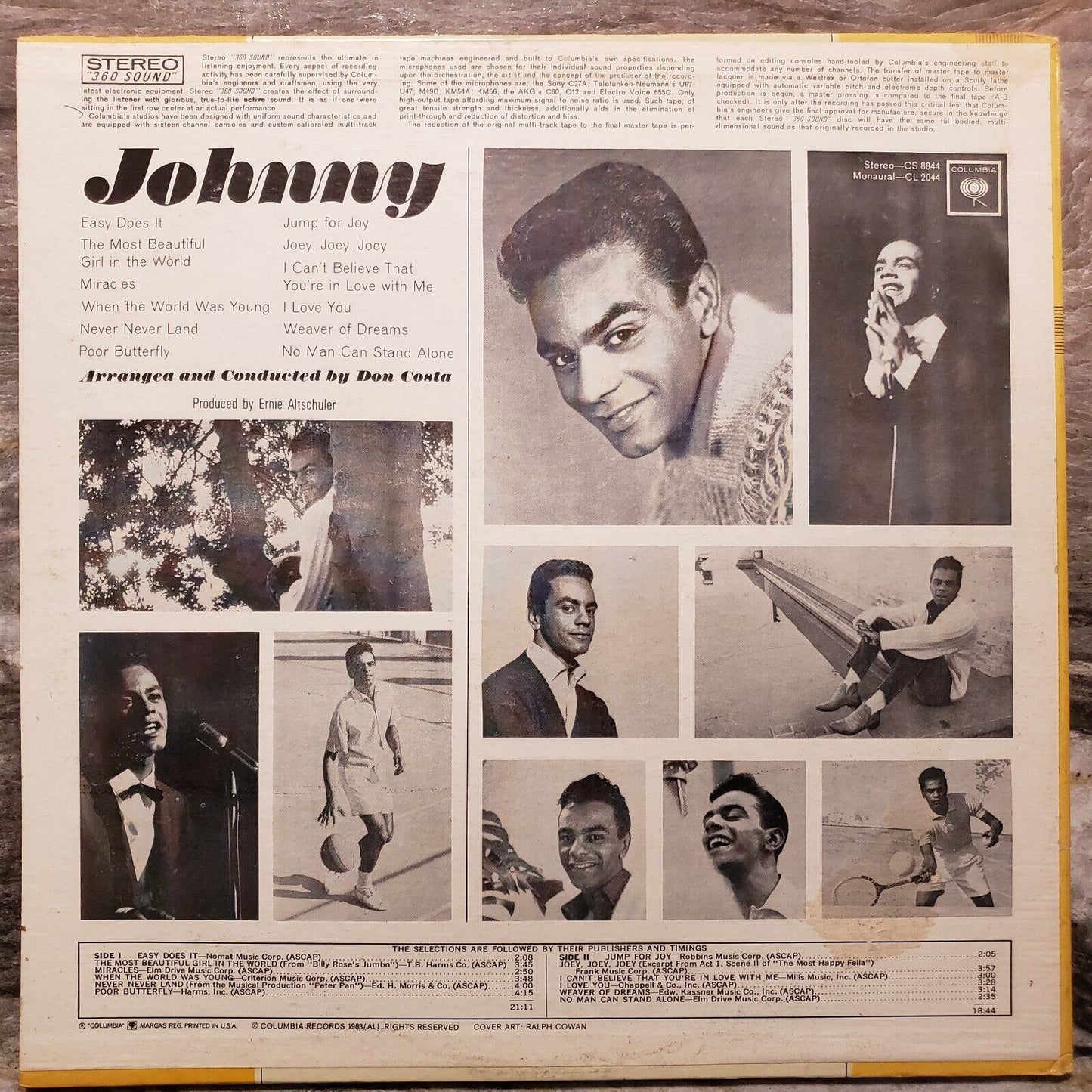 Johnny - Johnny Mathis - CS 8844 Vinyl Record LP (Poor)