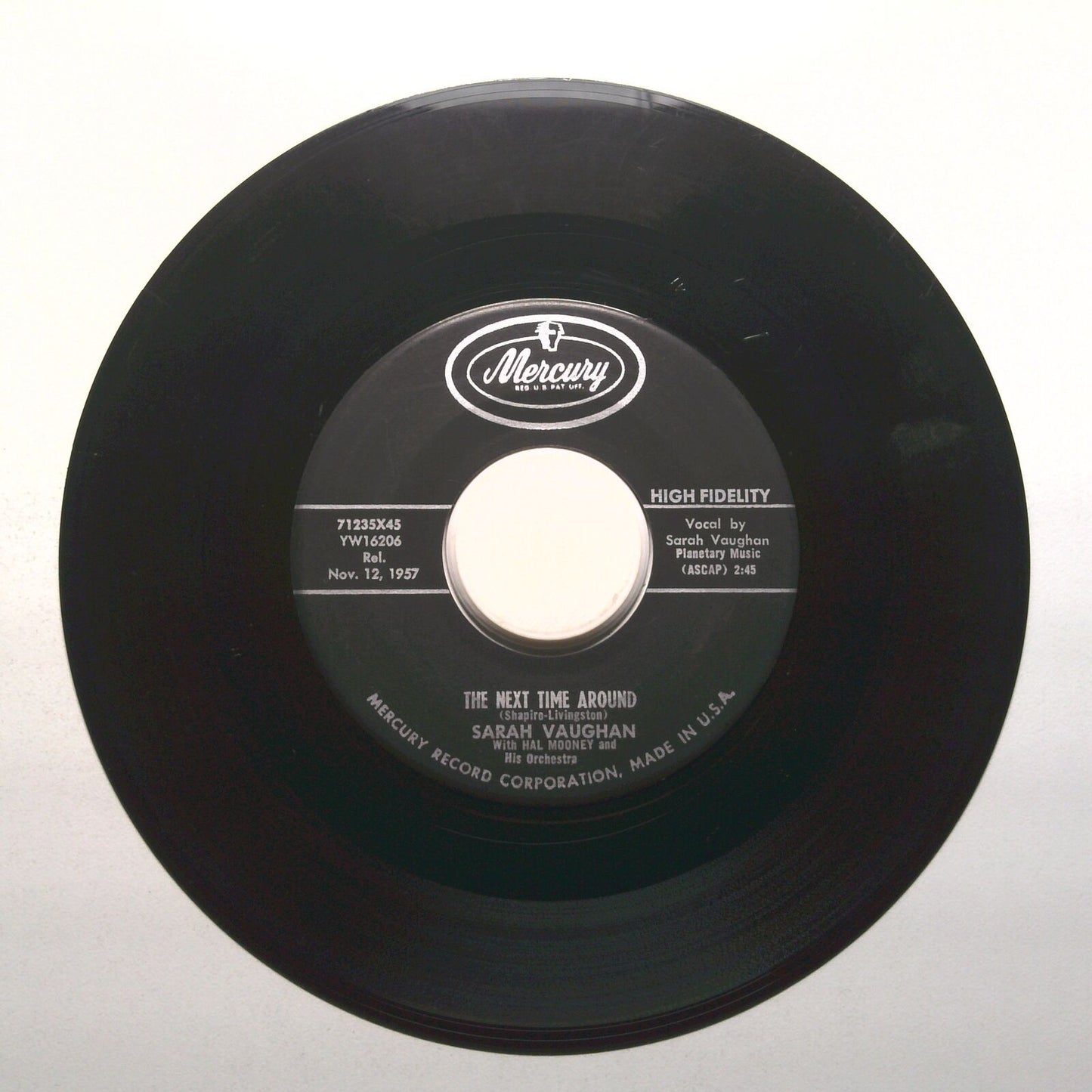Sarah Vaughan - The Next Time Around; Gone Again - Vinyl Record 45 RPM 7"