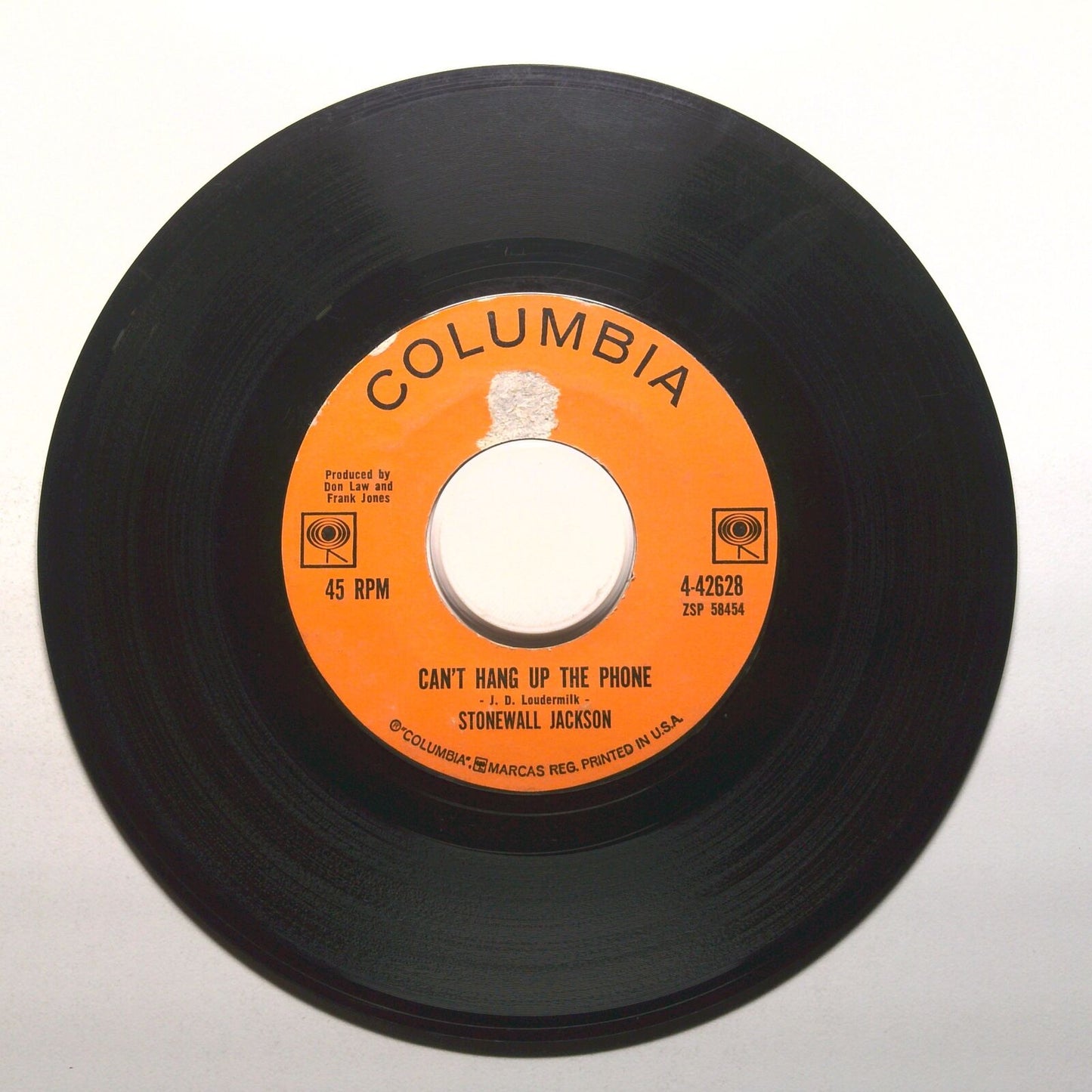 Stonewall Jackson - Can't Hang Up the Phone; Slowly - Vinyl Record 45 RPM 7"