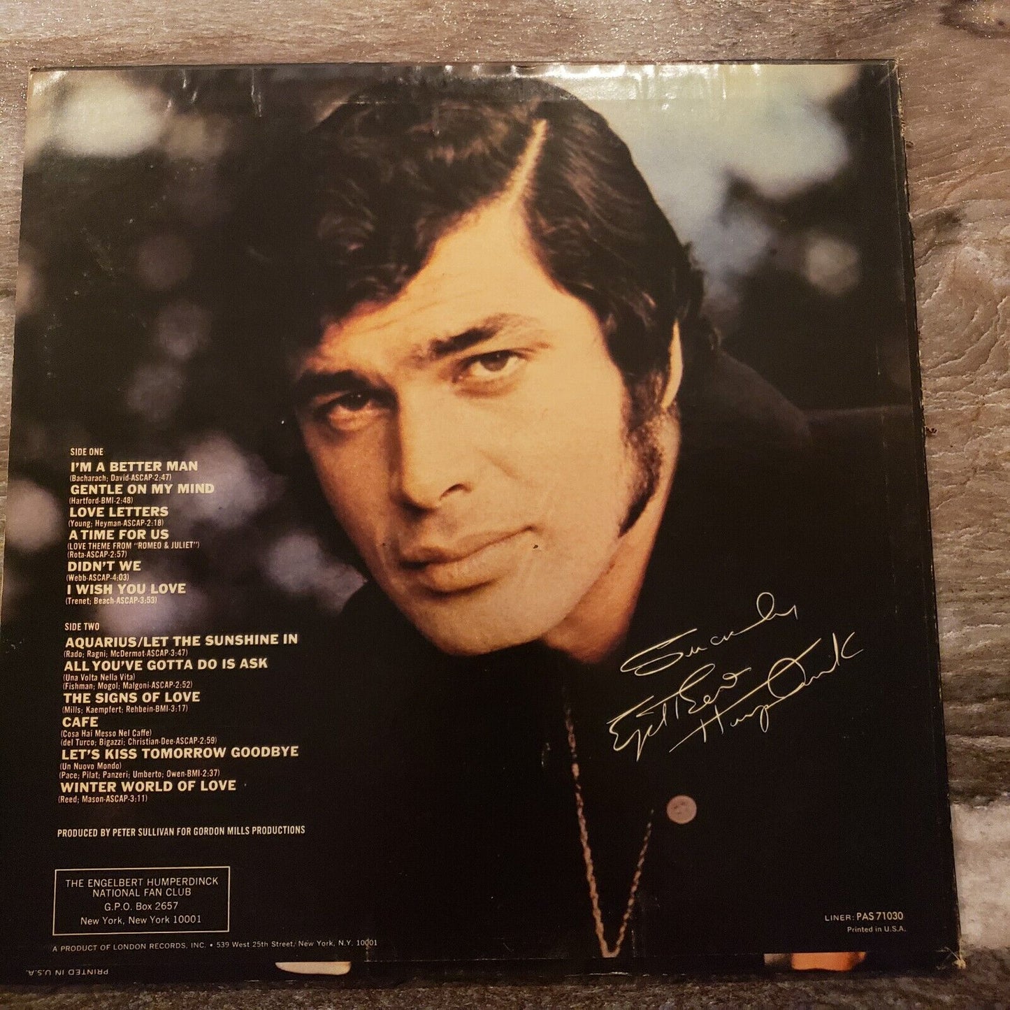 Engelbert Humperdink - Winter World Of Love - PAS 71030 Vinyl Record LP