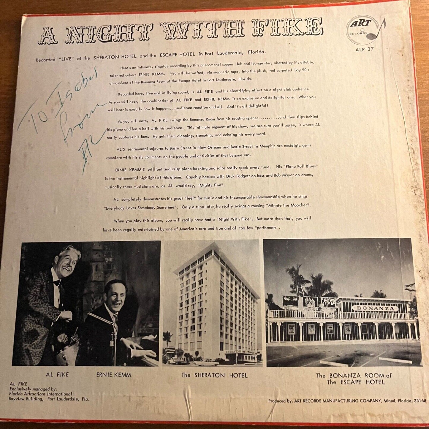 A Night With Fike - ALP 37 - Vinyl Record LP