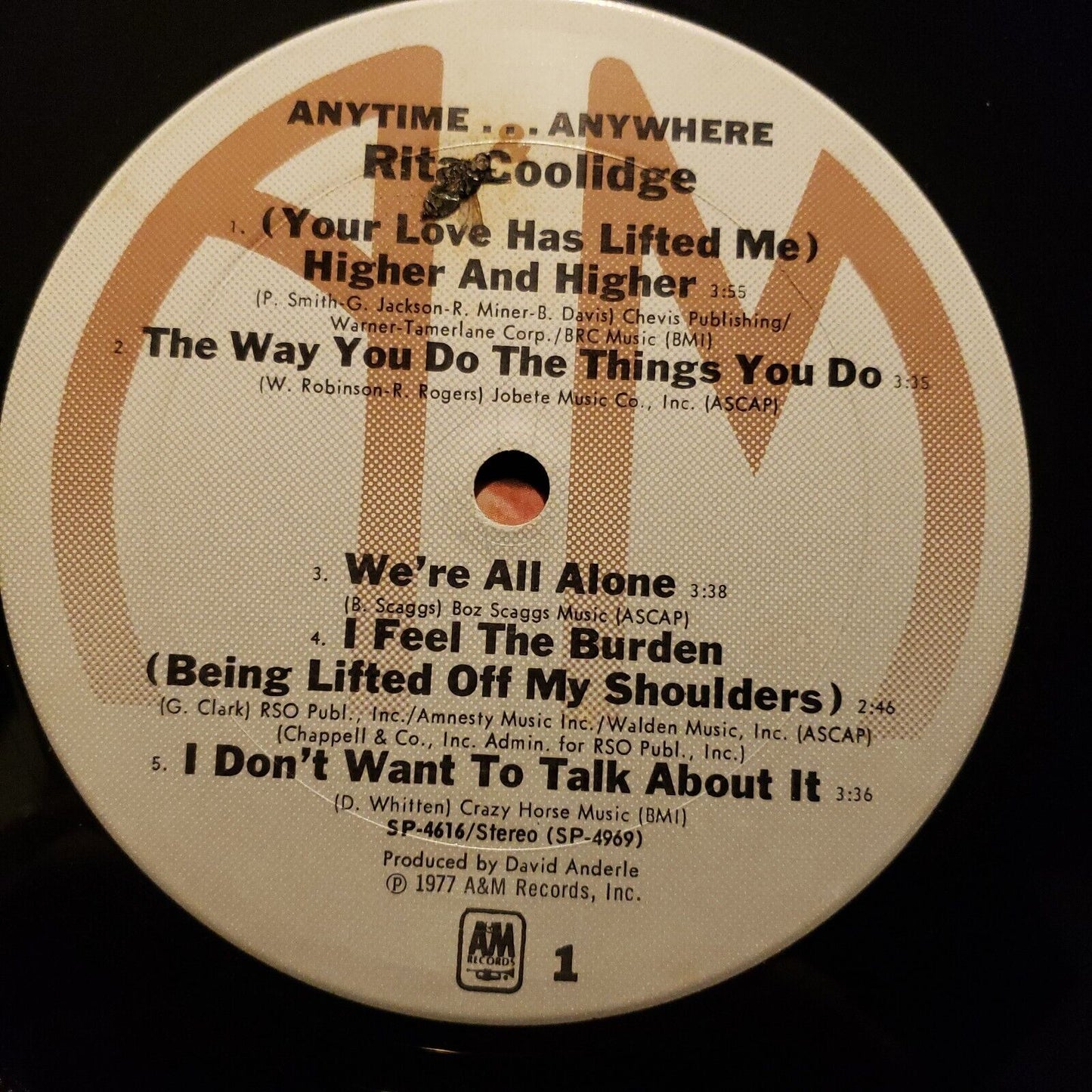 Rita Coolidge - Anytime... Anywhere - 1977 SP-4616 Record Vinyl LP