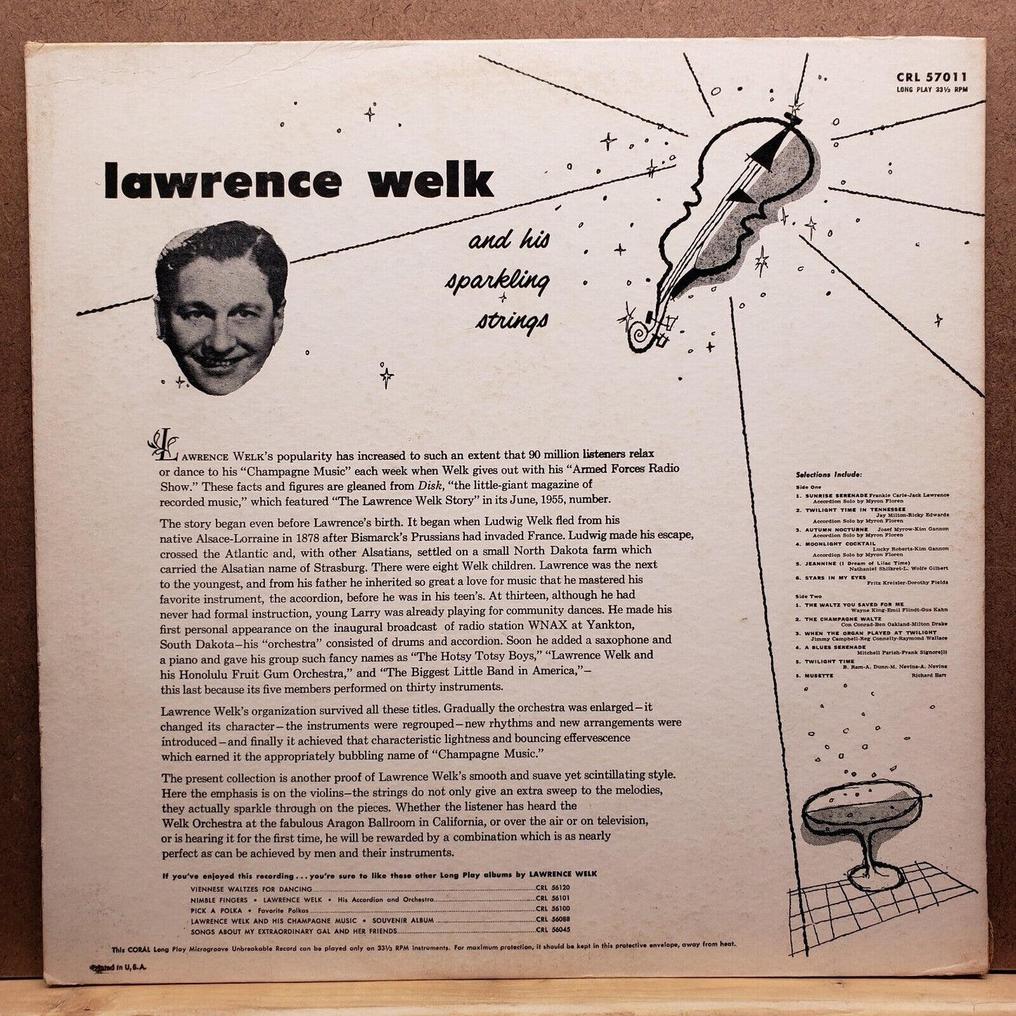 Lawrence Welk And His Sparkling Strings - CRL 57011 - Vinyl Record LP