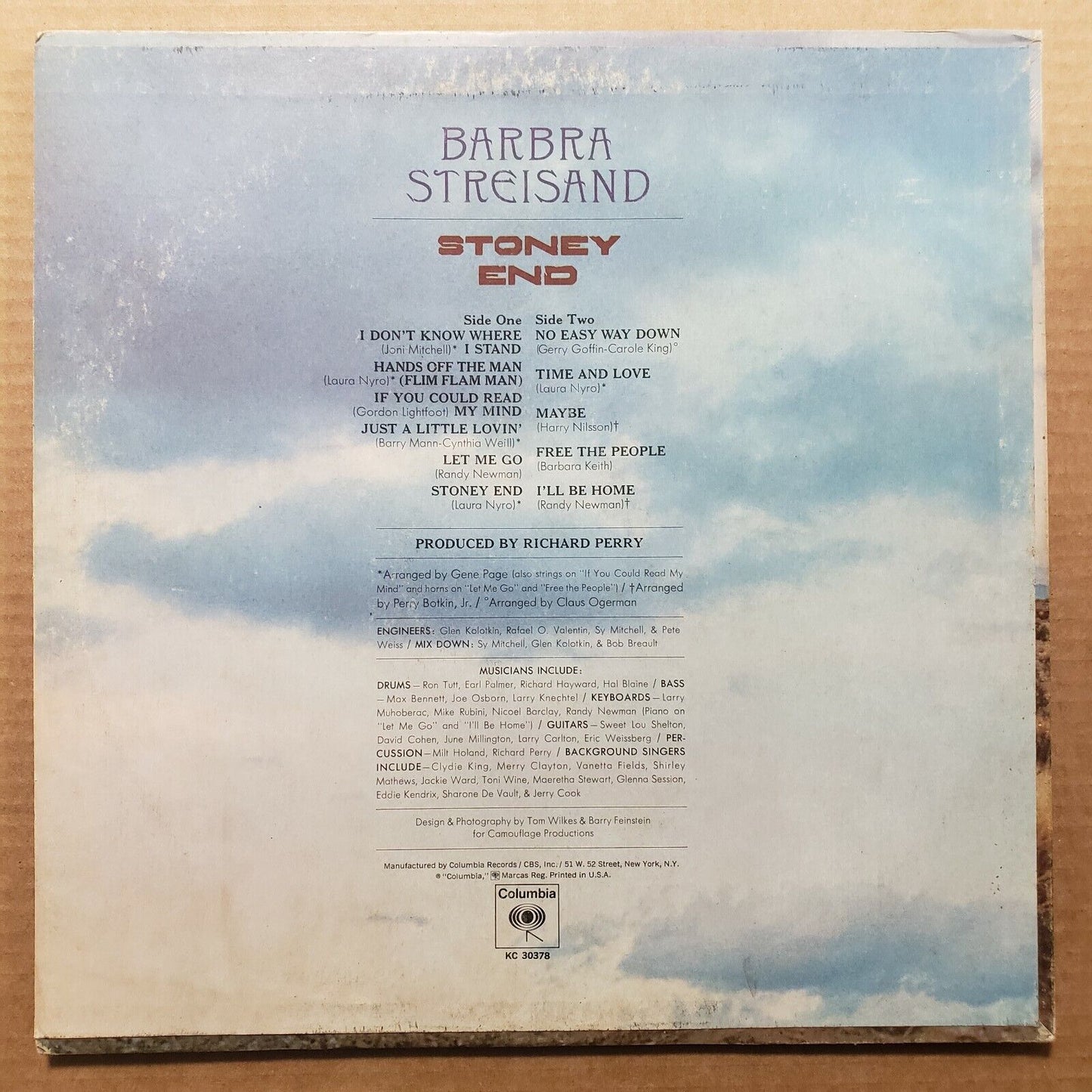 Barbara Streisand - Stoney End - KC 30378 Vinyl Record LP