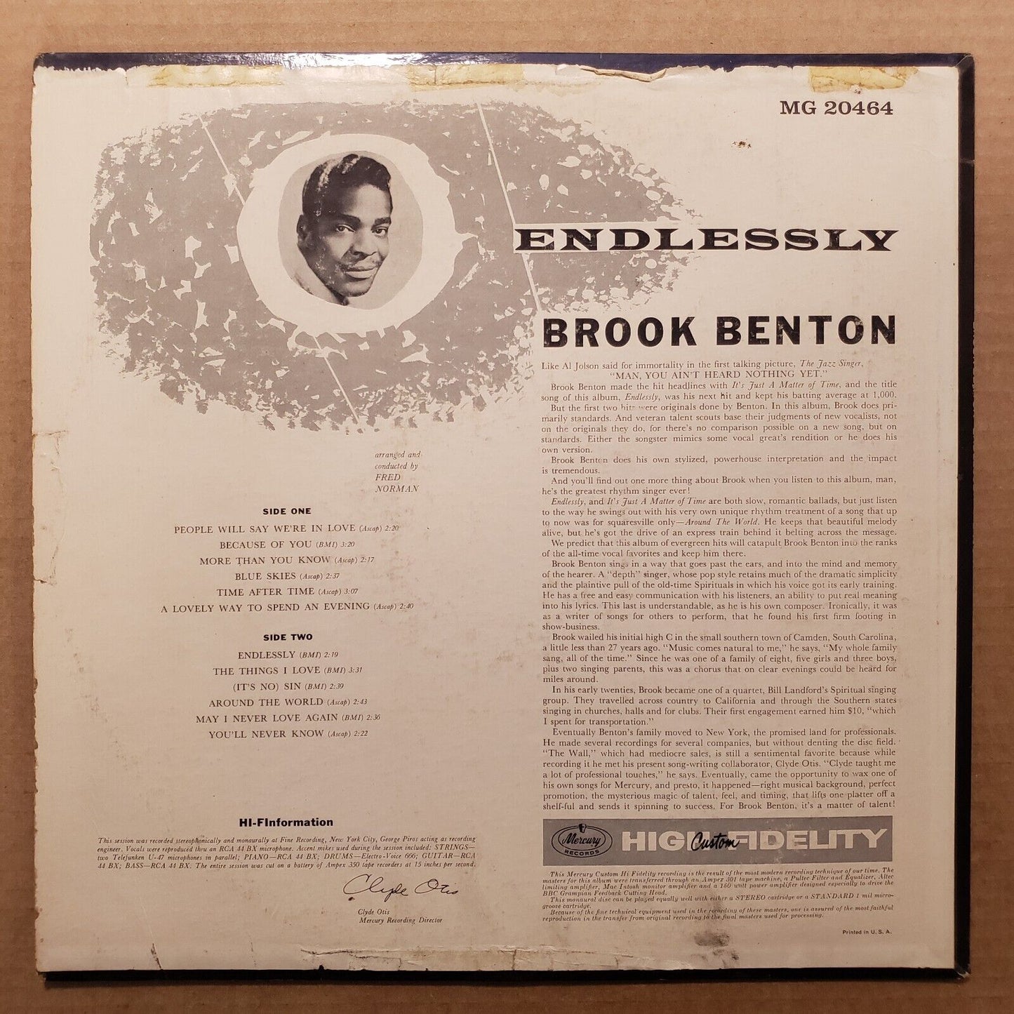 Brook Brenton - Endlessly - MG-20464 Vinyl Record LP