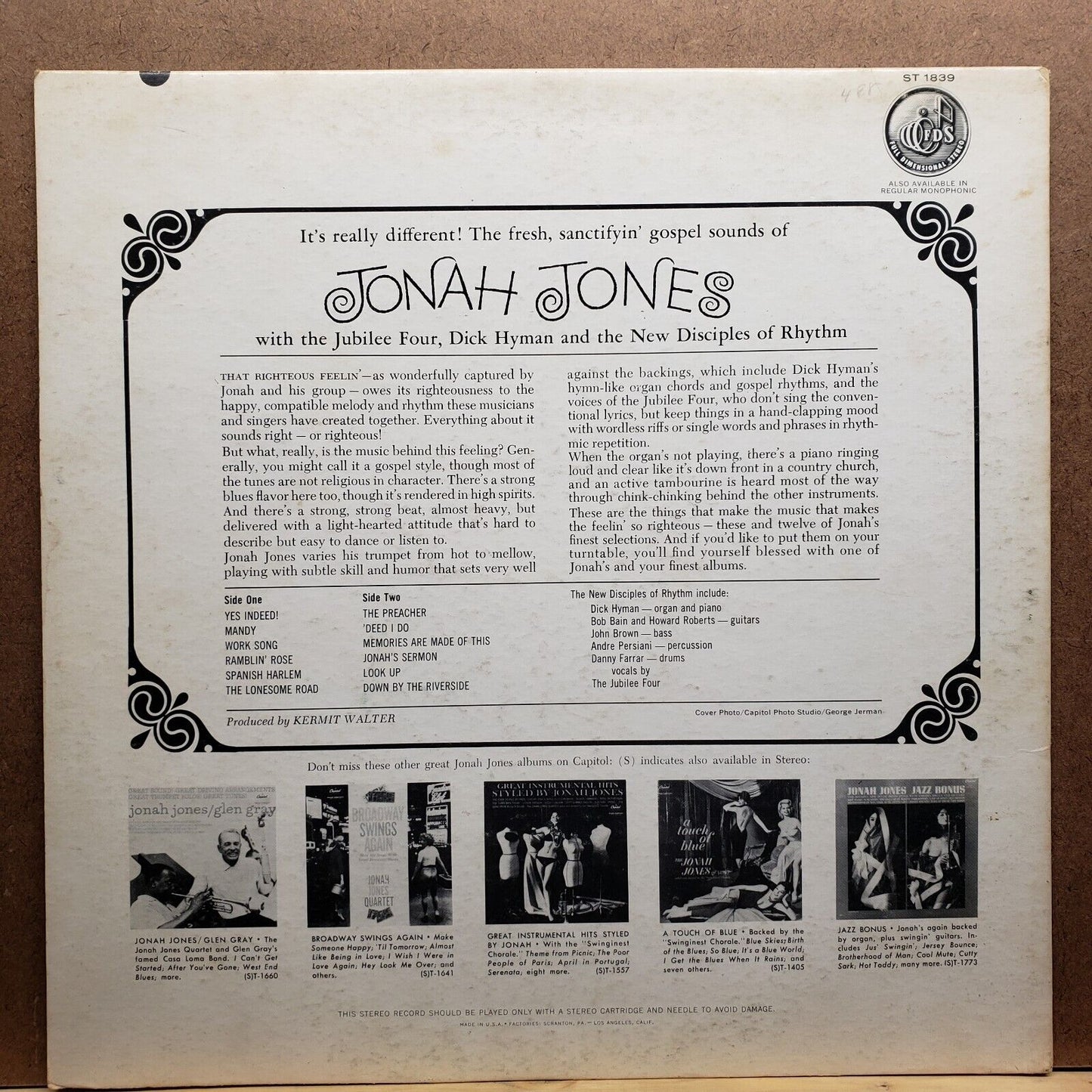 Jonah Jones - That Righteous Feelin' - ST 1839 - Vinyl Record LP