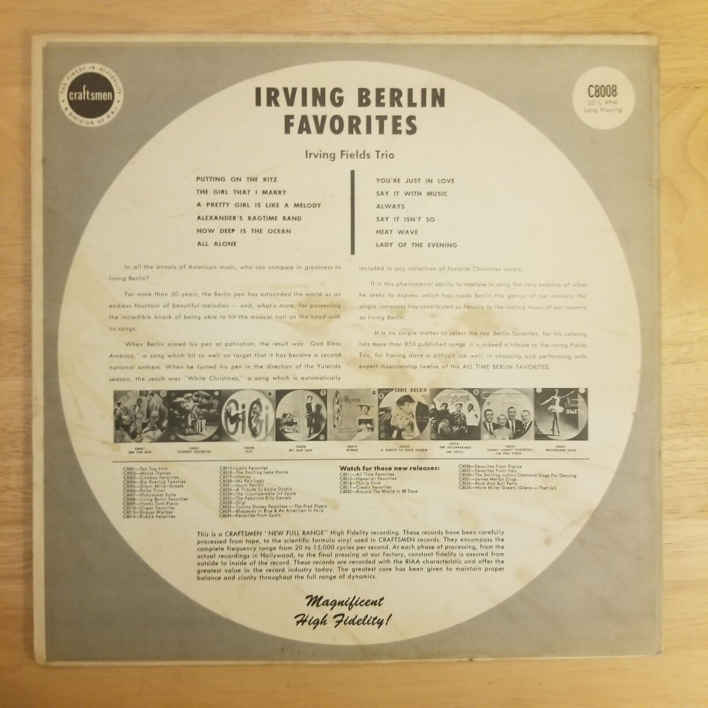 Irving Berlin - Favorites - C-8008 Vinyl Record LP