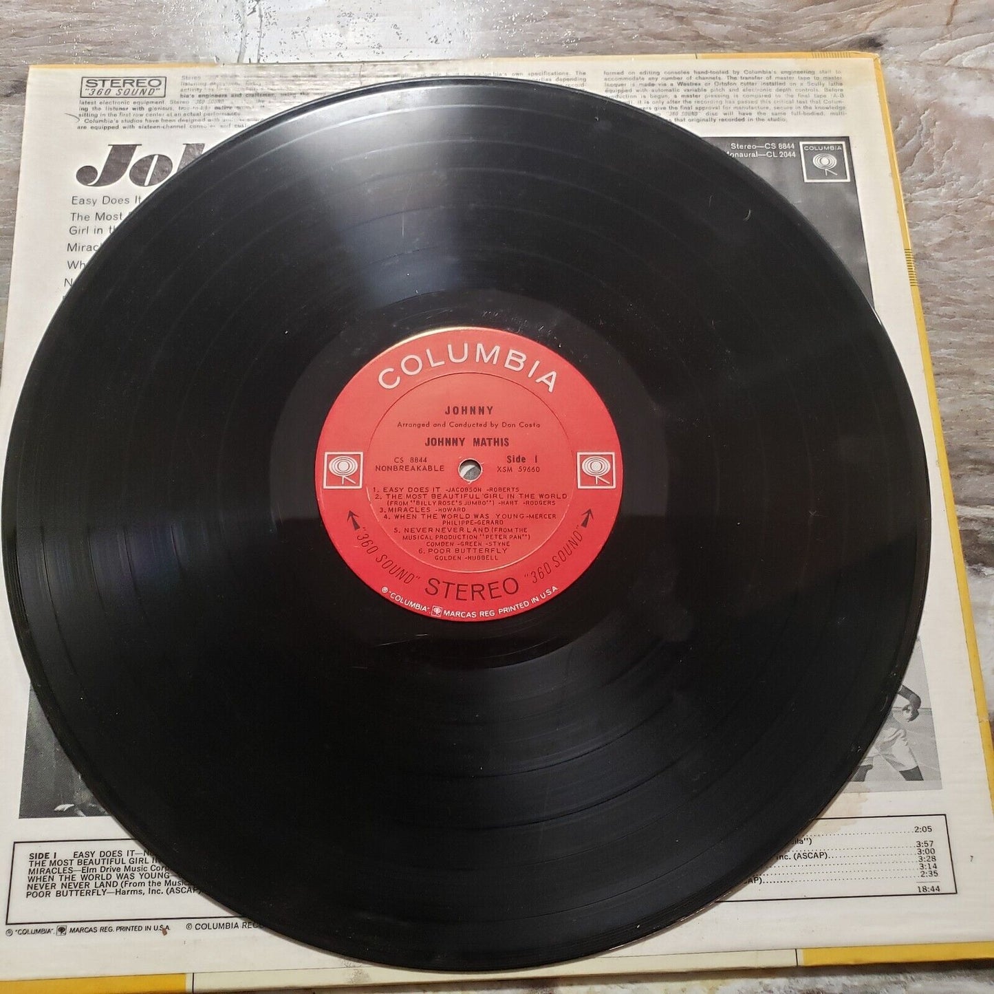 Johnny - Johnny Mathis - CS 8844 Vinyl Record LP (Poor)