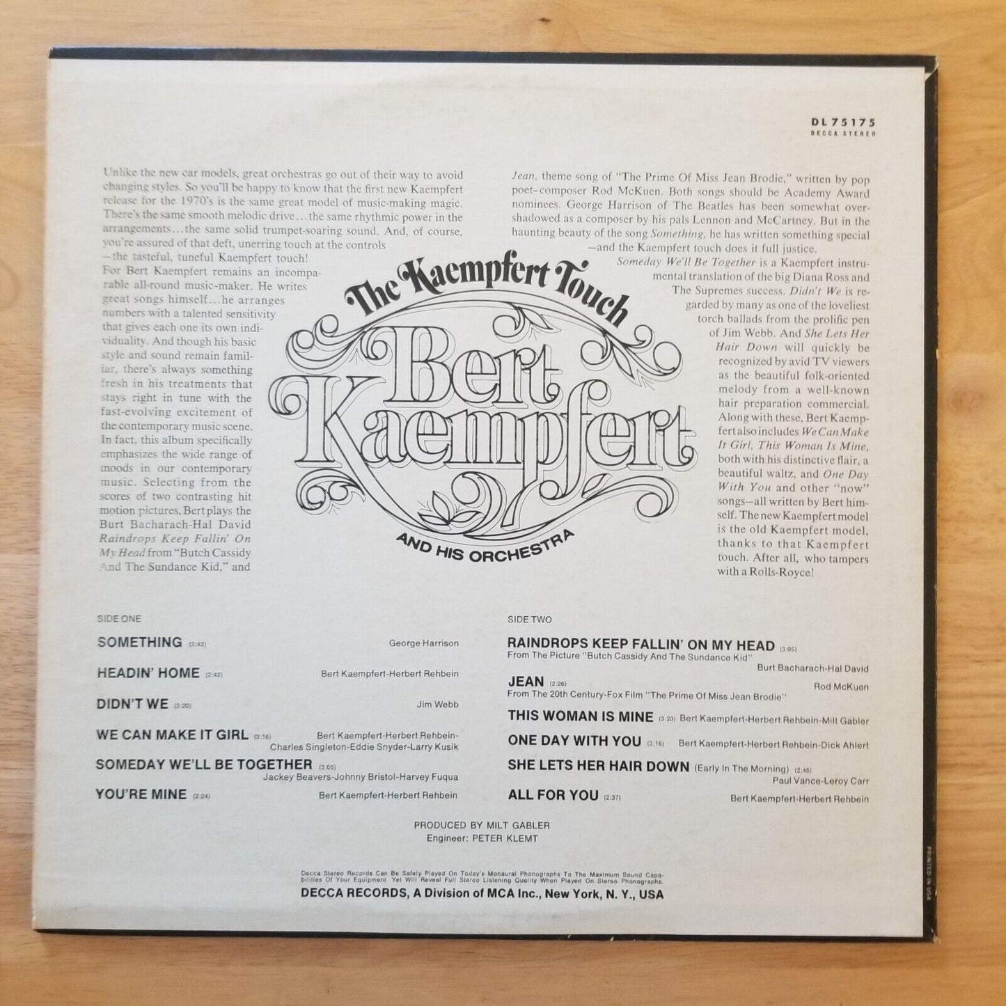 Bert Kaempfert - The Kaempfert Touch - DL-75175 Vinyl Record LP