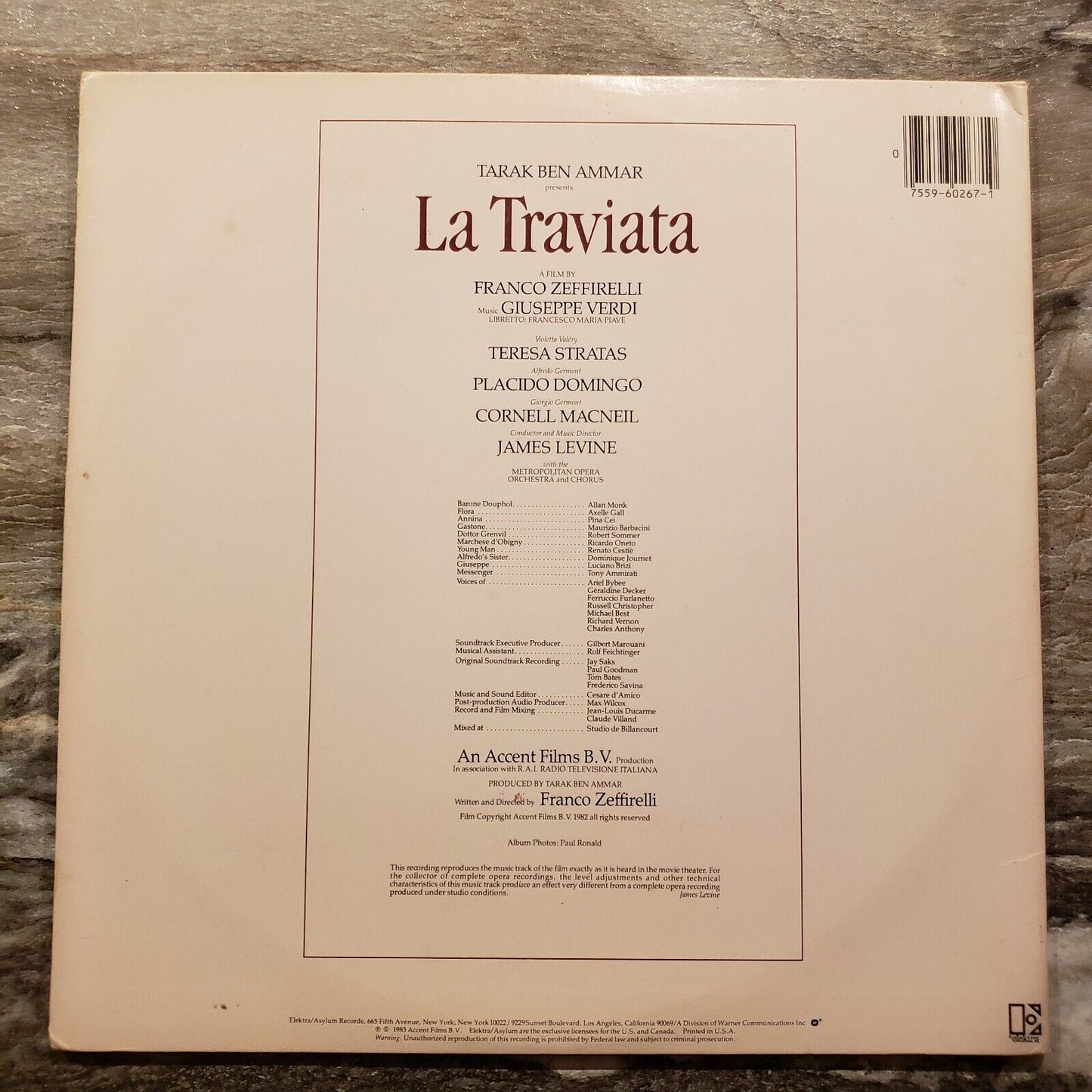 La Traviata - Original Motion Picture Soundtrack - 1983 Vinyl Record LP