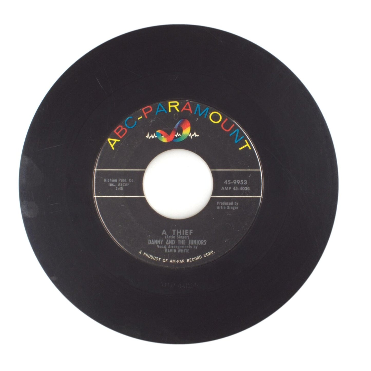 Danny and The Juniors - A Thief; Crazy Cave - Vinyl Record 45 RPM 7"