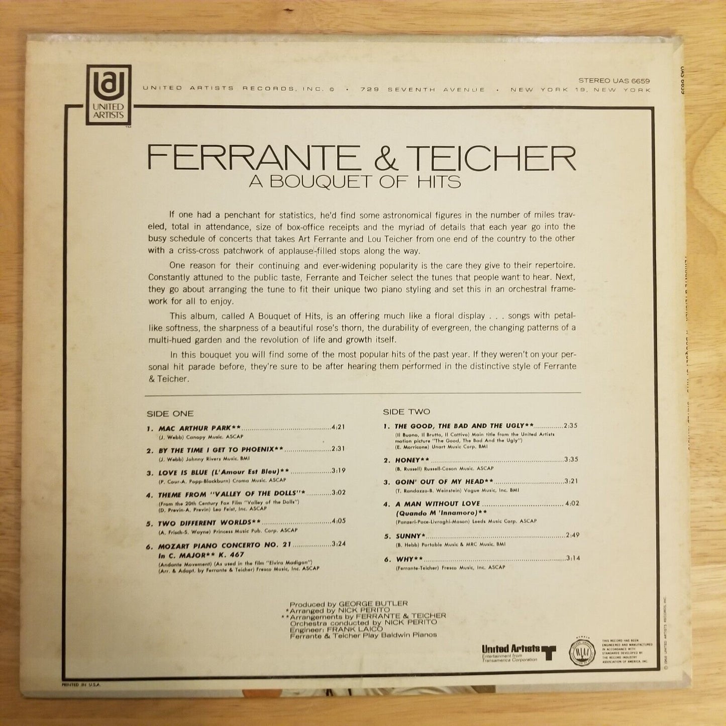Ferrante and Teicher - A Bouuet of Hits - UAS-6659 Vinyl Record LP