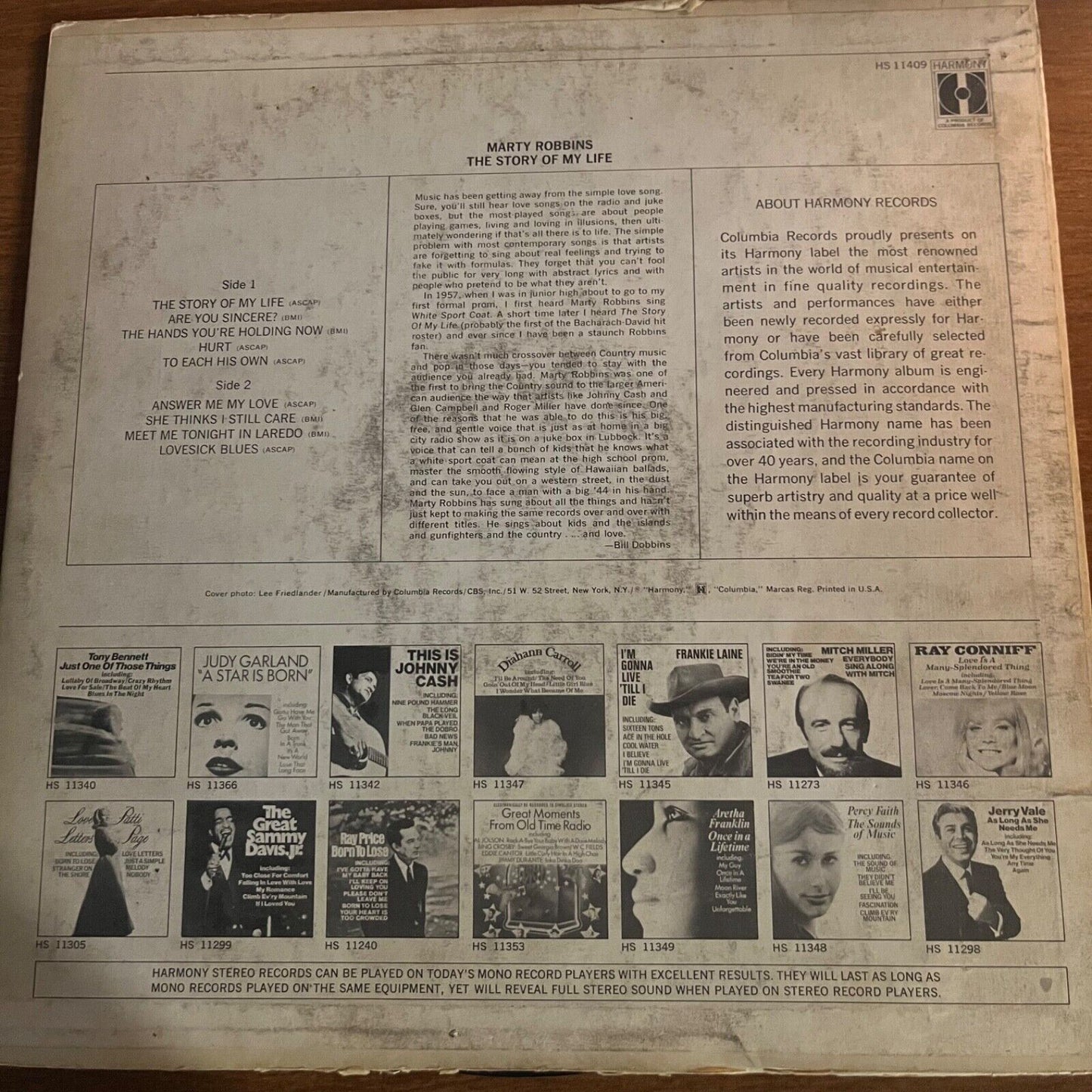 Marty Robbins - The Story Of My Life - HS 11409 - Vinyl Record LP