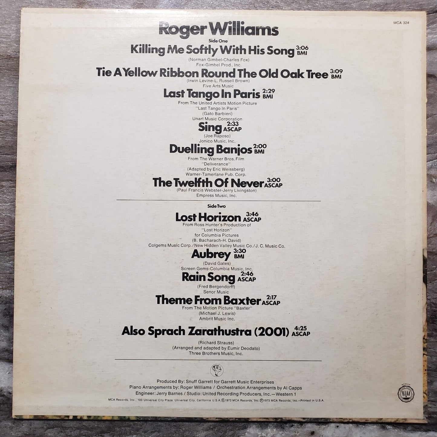 Roger Williams - Last Tano In Paris, Sing, Dueling Banjos - 1973 Vinyl Record LP