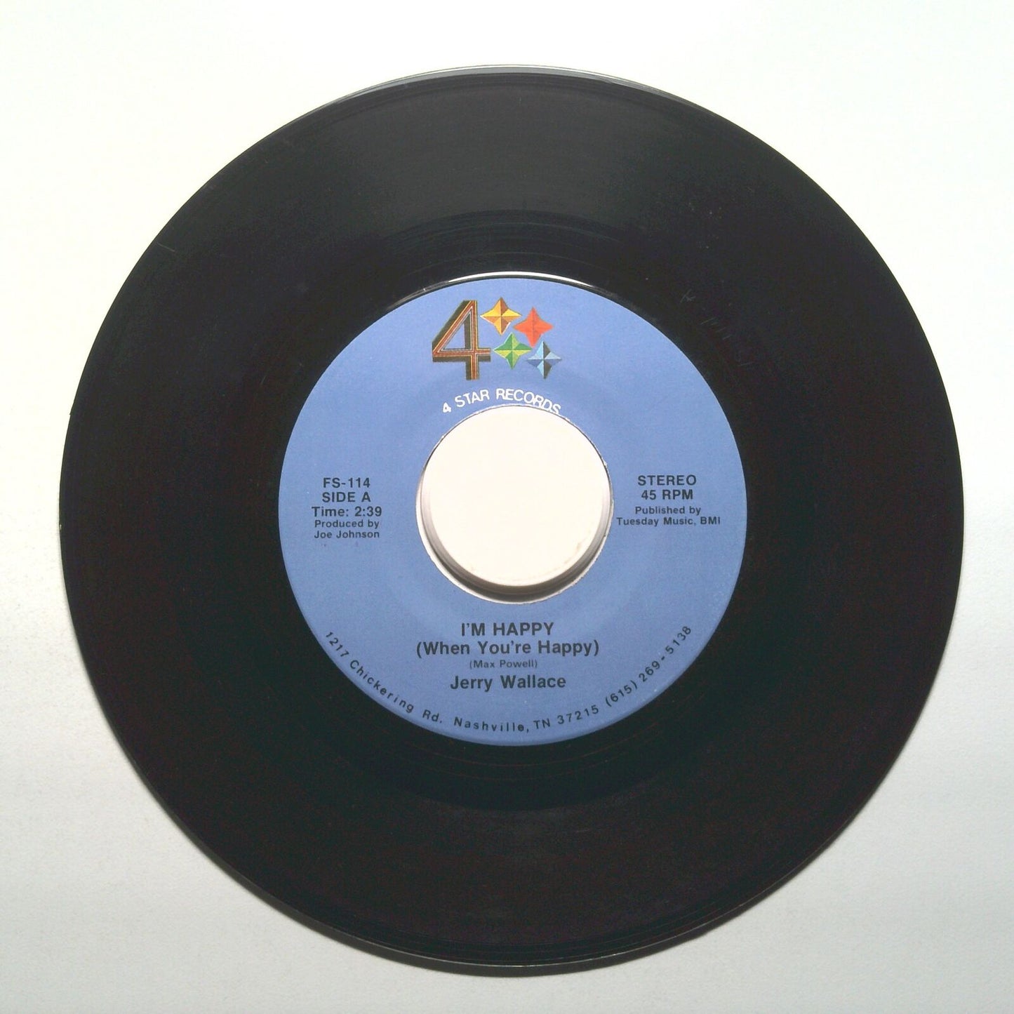 Jerry Wallace - I'm Happy (When You're Happy) - Vinyl 45 RPM 7" Both Side A