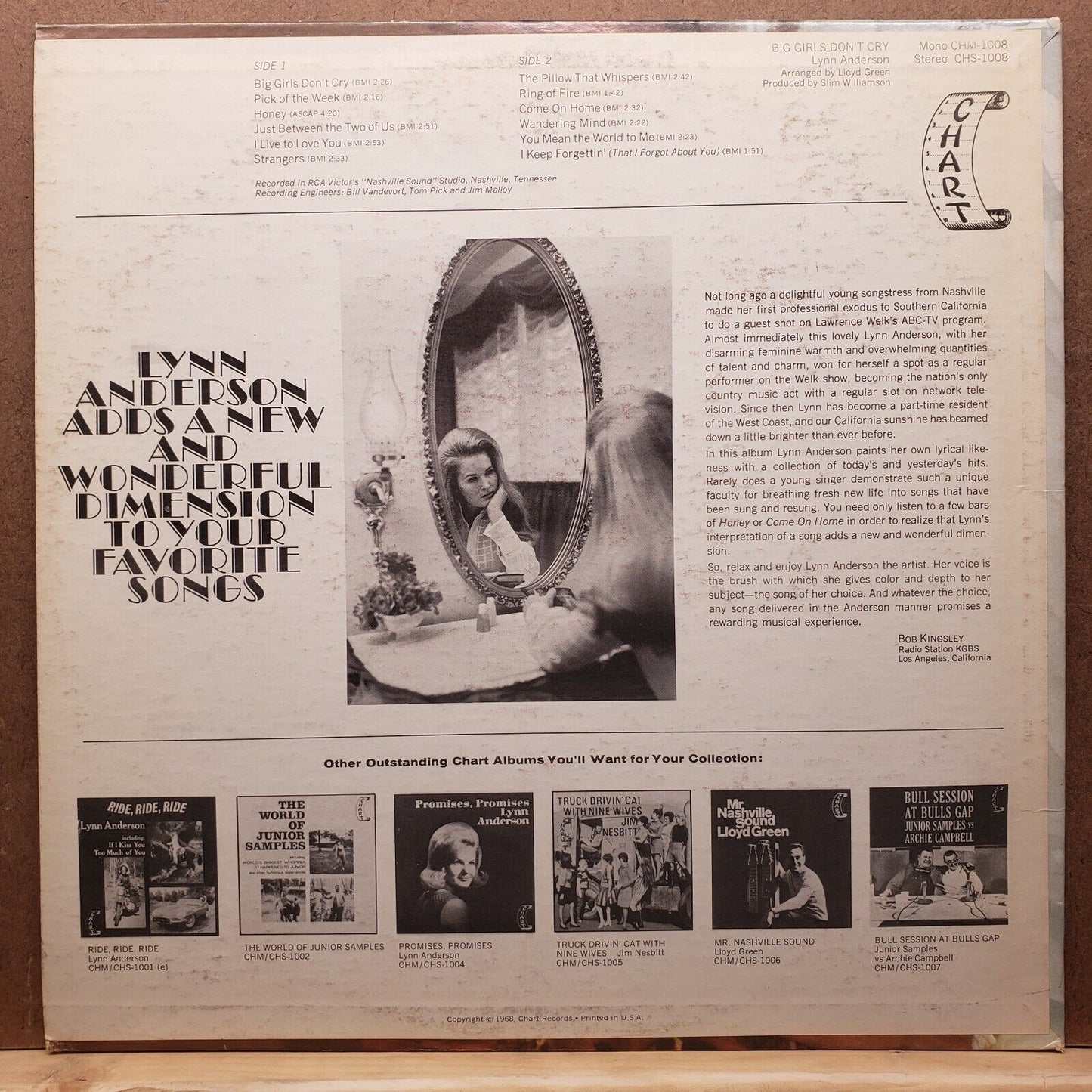 Lynn Anderson - Big Girls Don't Cry - CHS-1008 - Vinyl Record LP