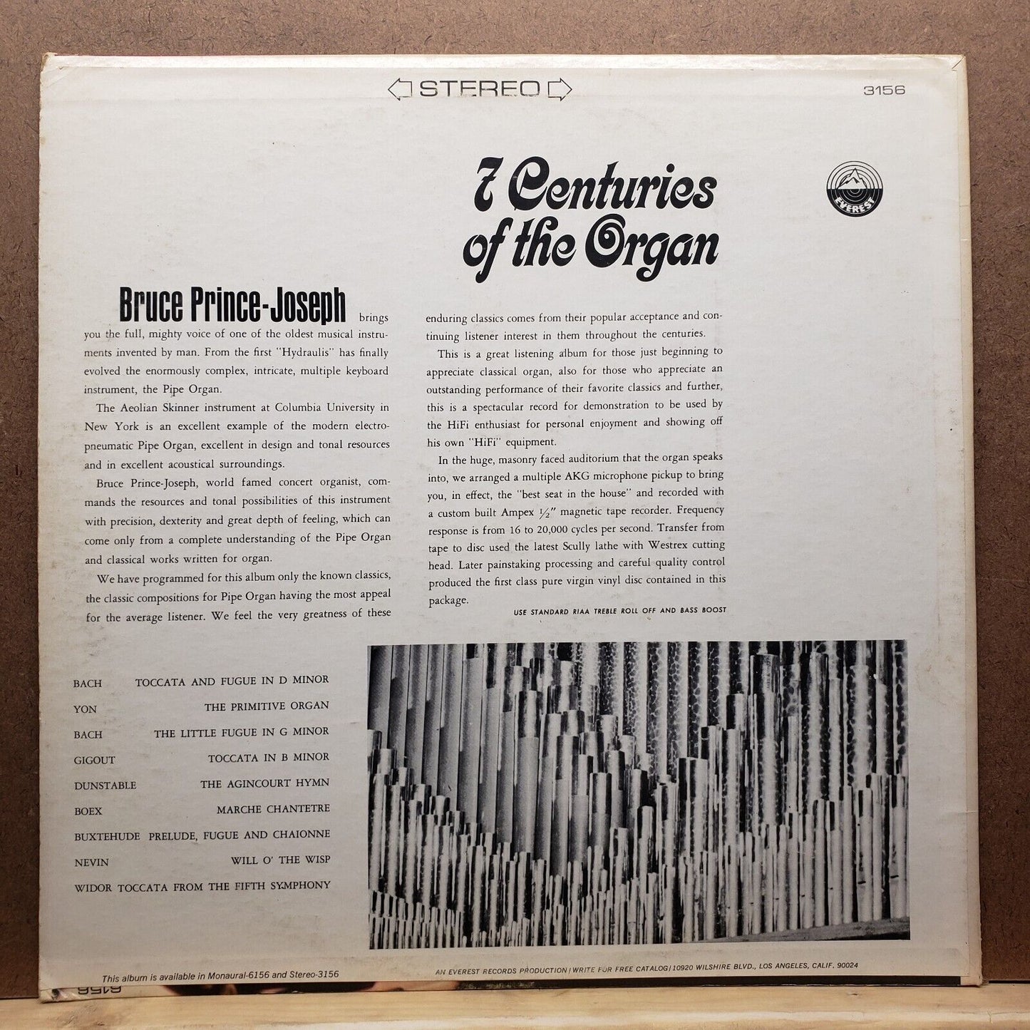 Bruce Prince Joseph - Seven Centuries Of The Organ - Vinyl Record LP