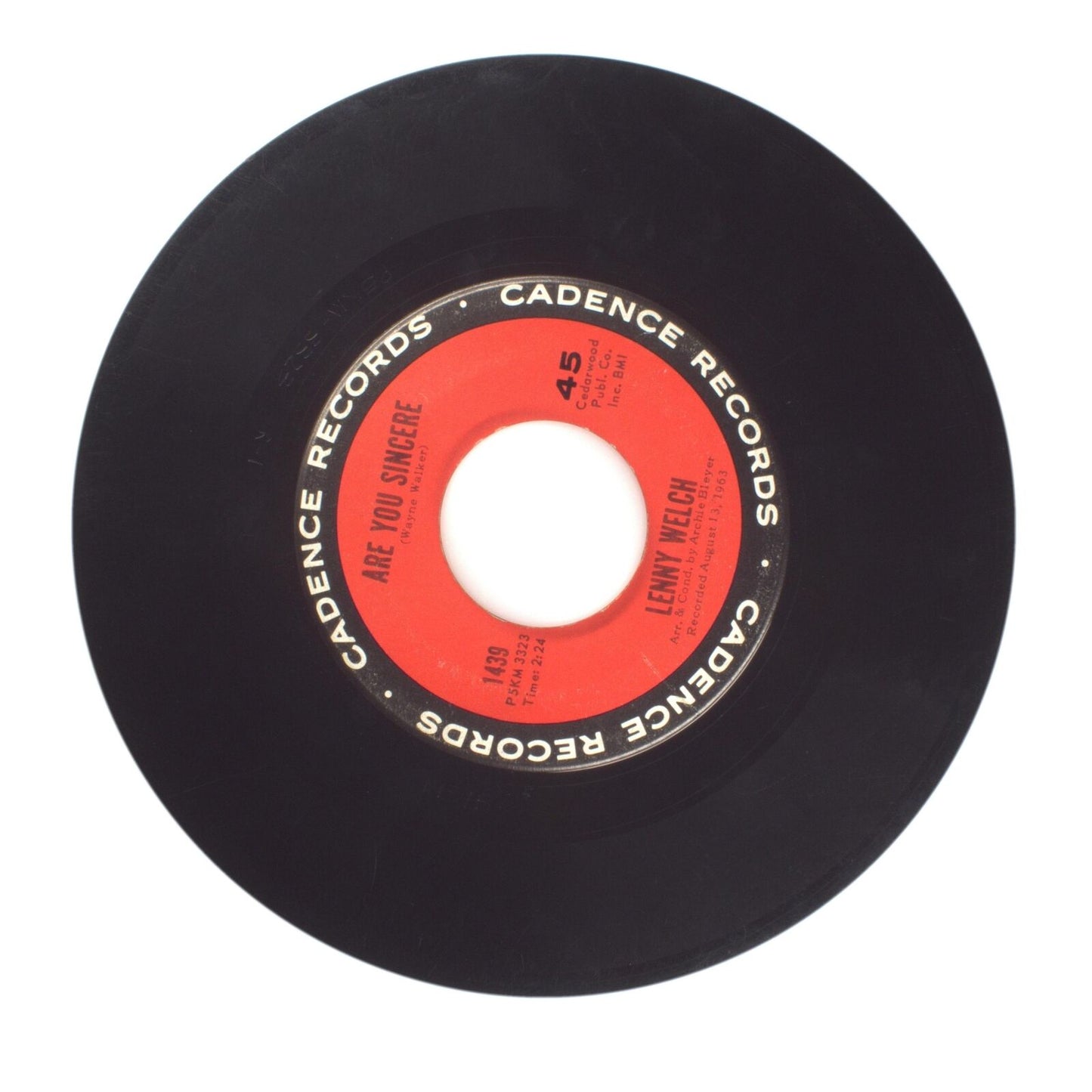 Lenny Welch - Are You Sincere; Since I Fell For You - Vinyl Record 45 RPM 7"